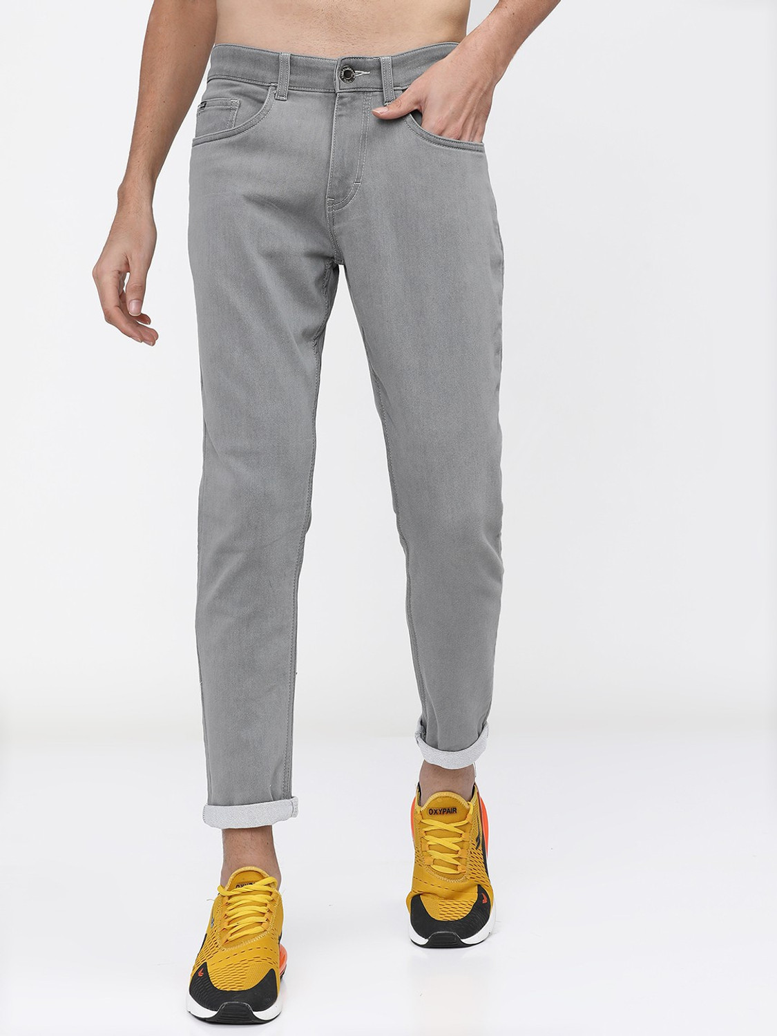 Image of HIGHLANDER Tapered Fit Men Grey Jeans