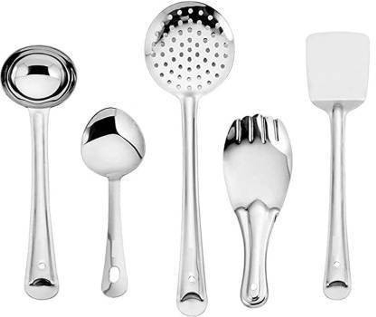Image of Bekner Stainless Steel Cooking and Serving Spoon Ladle Set, 5-Pieces Kitchen Tool Set