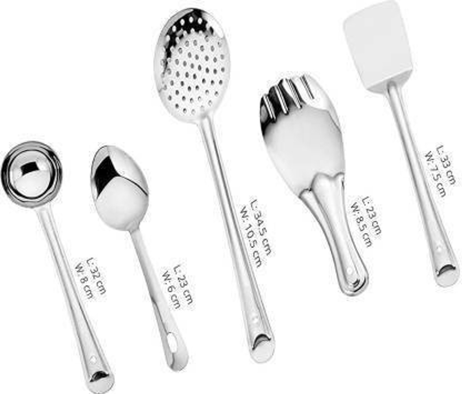 Image of Bekner Stainless Steel Cooking and Serving Spoon Ladle Set, 5-Pieces Kitchen Tool Set