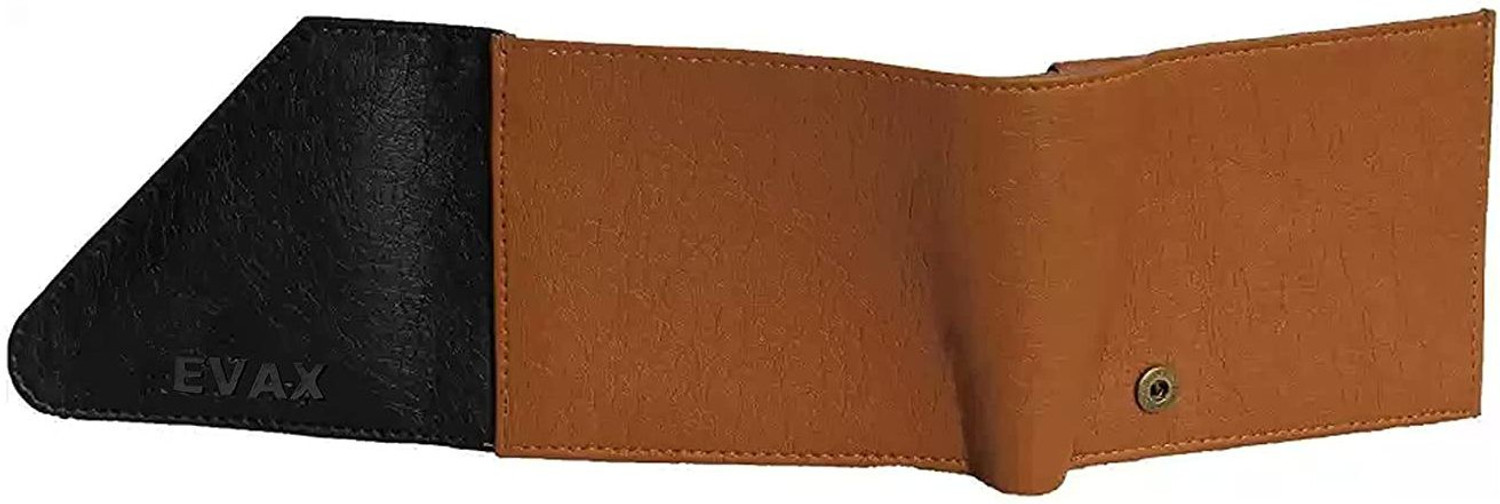 Image of Evax Men Casual Black Genuine Leather Wallet (7 Card Slots, Pack of 2)