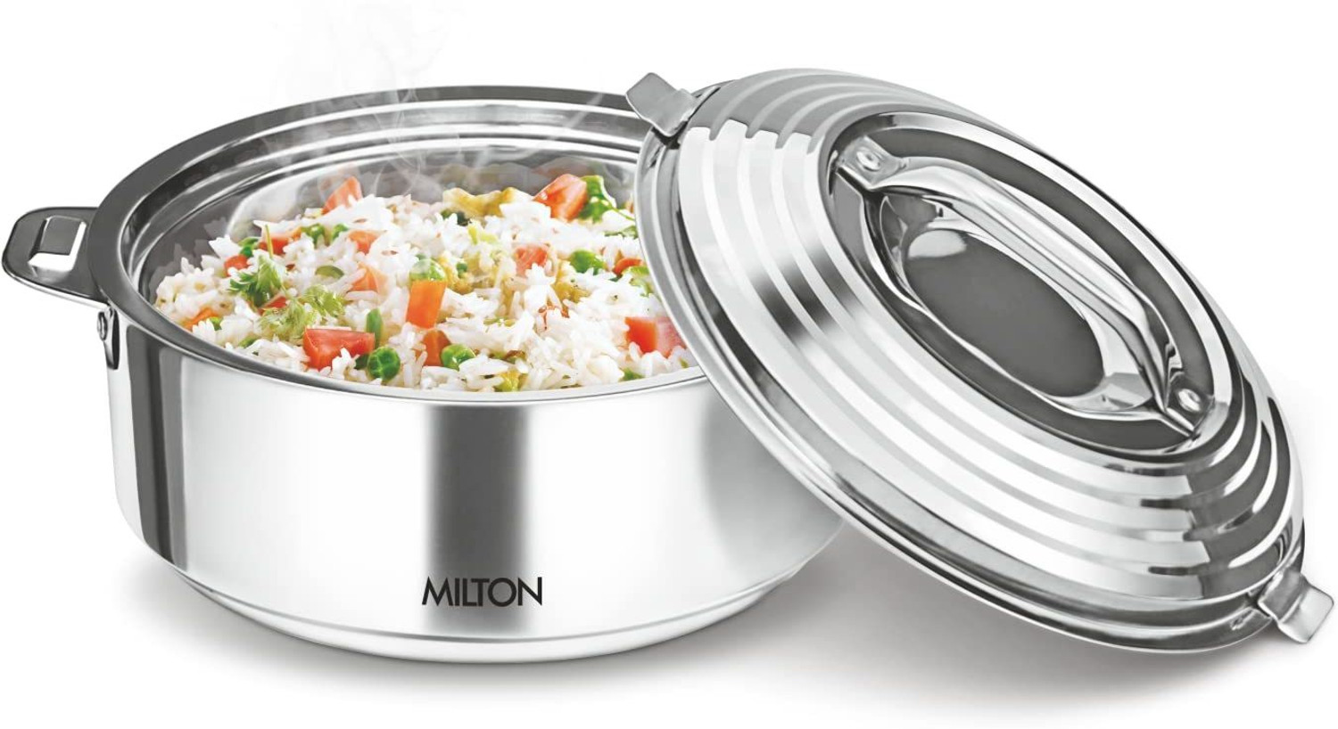 Image of MILTON Galaxia Stainless Steel Casserole, 1.5 litres, Silver Serve Casserole