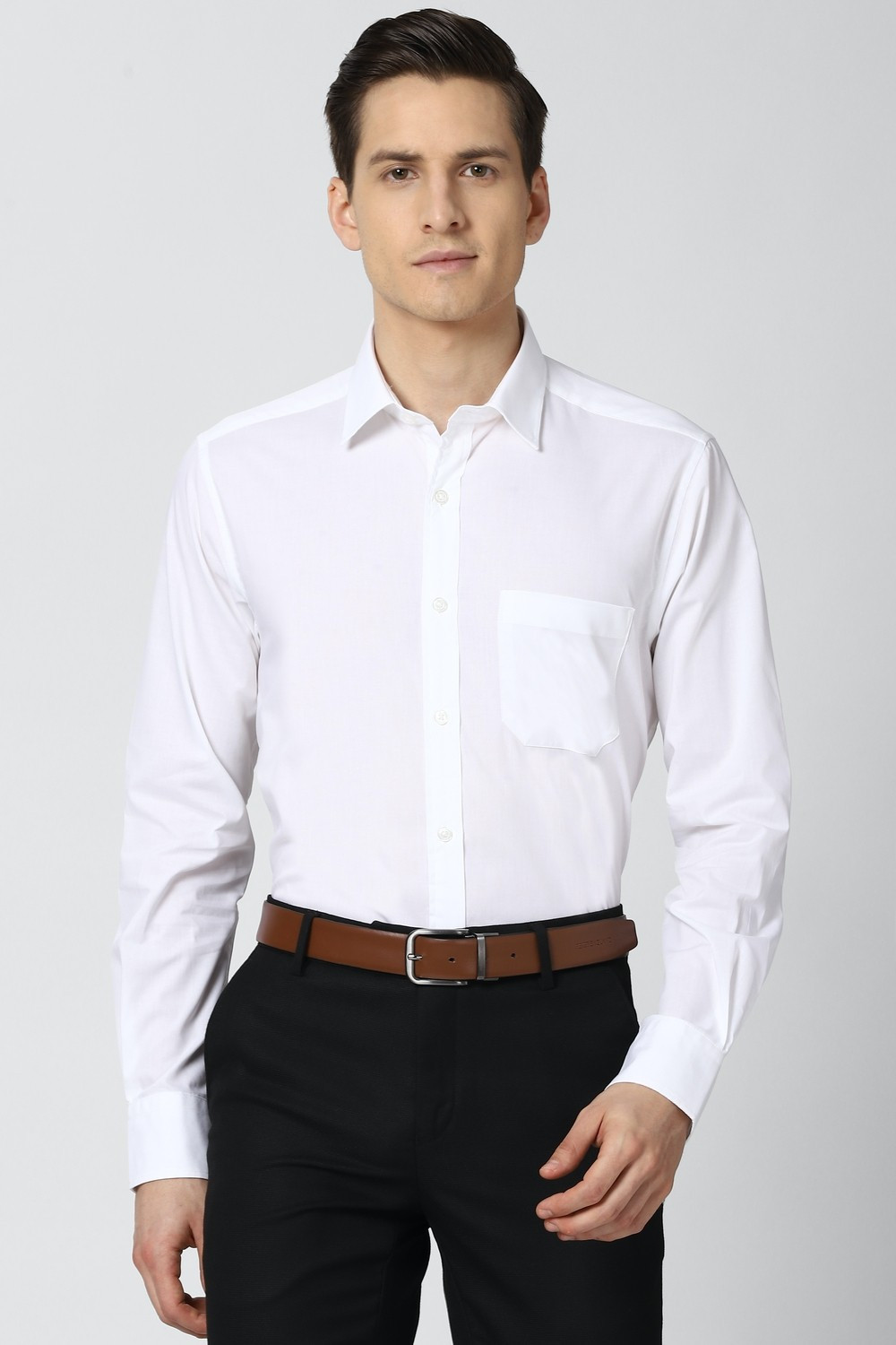 Image of PETER ENGLAND Men Solid Formal White Shirt