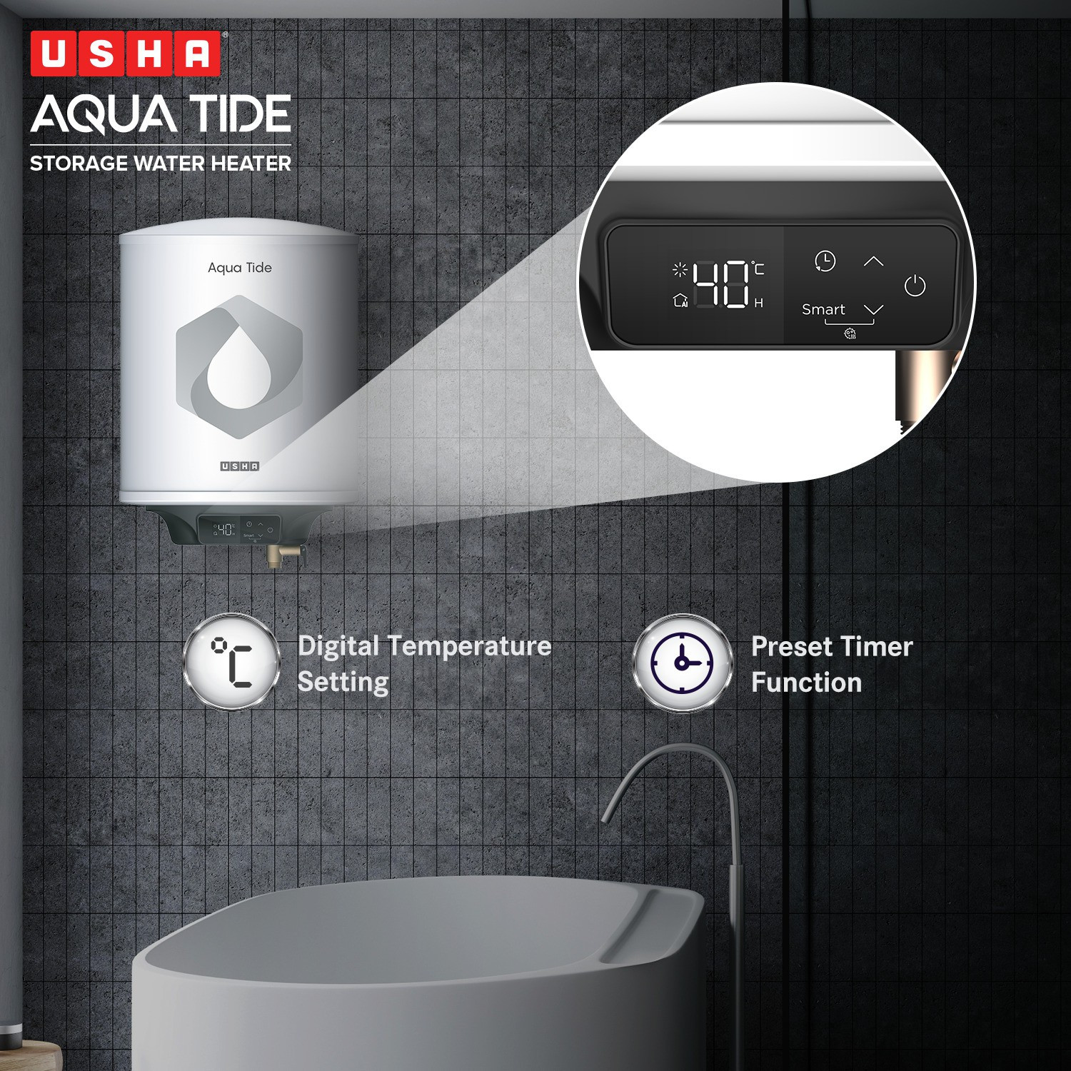 Image of USHA Aqua Tide 25 L Storage Water Geyser