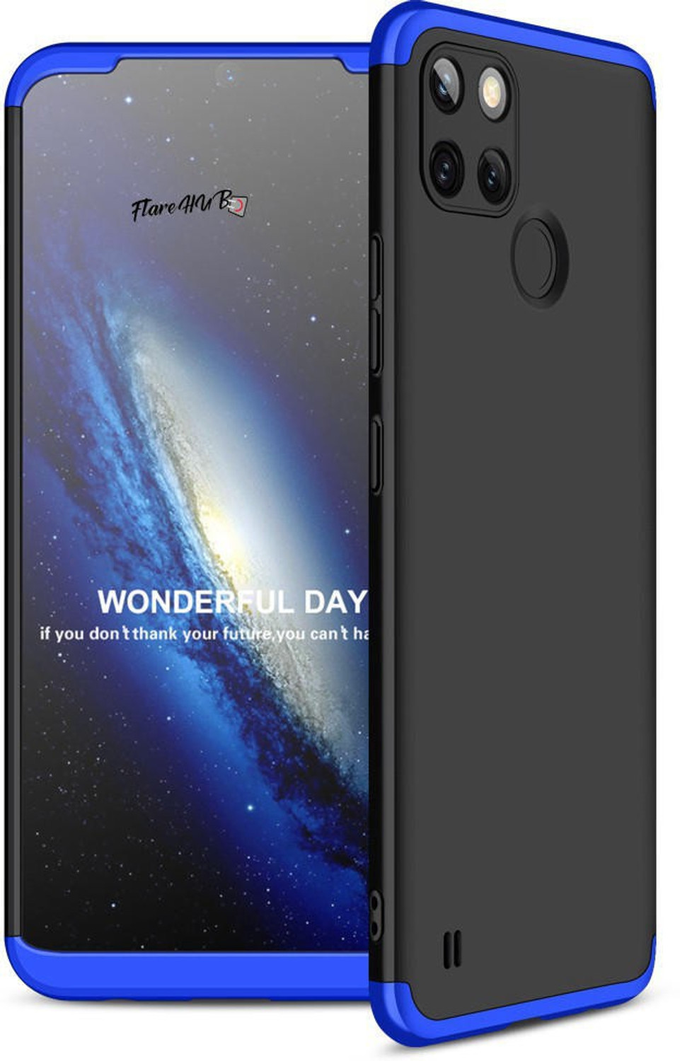 Image of FlareHUB Back Cover for Realme C21Y (Blue, Hard Case, Silicon, Pack of: 1)
