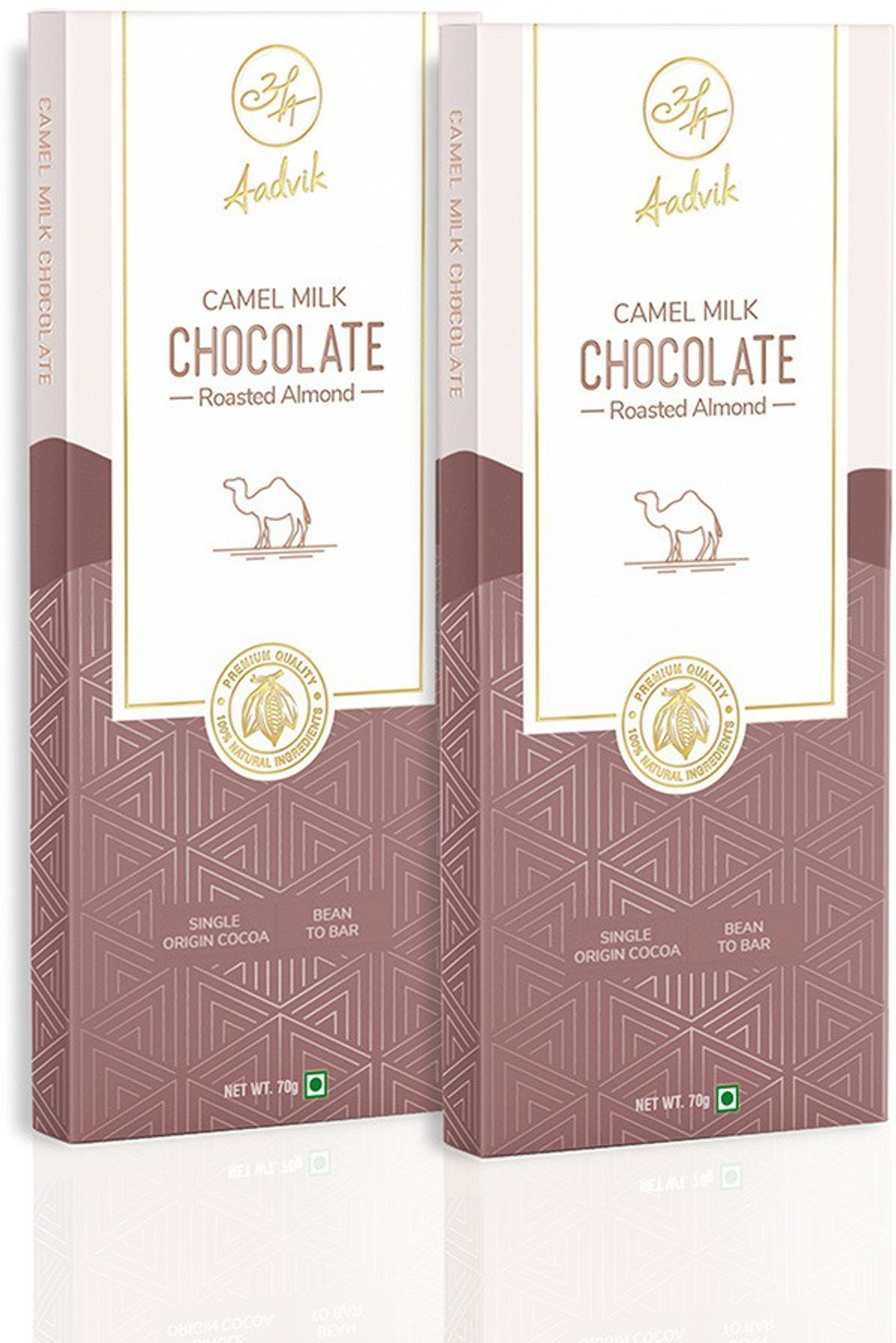 Image of Aadvik Camel Milk Chocolate Roasted Almonds 140g (Pack of 2) Premium Quality 100% Natural Ingredients Bar