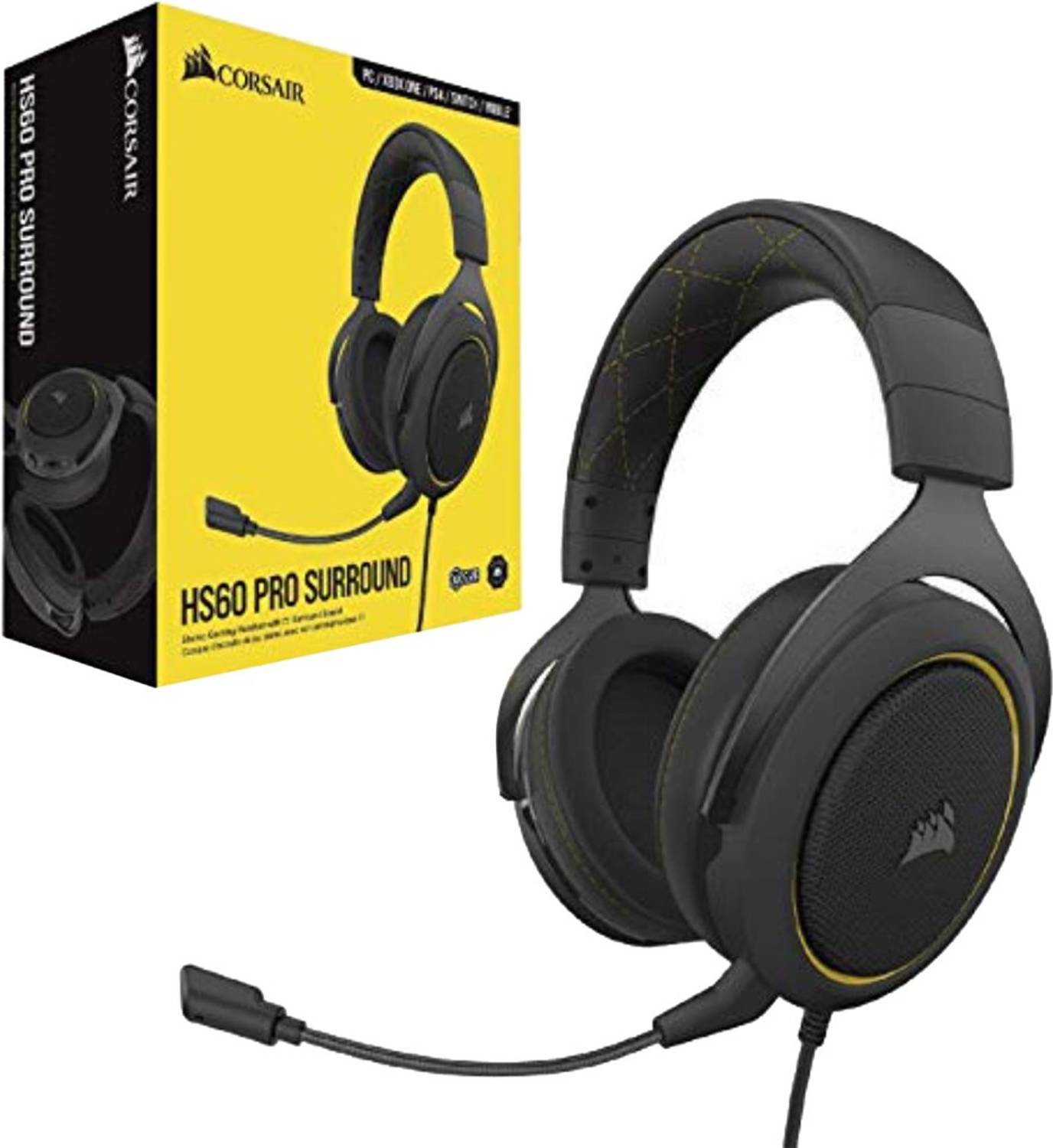 Corsair HS60 PRO Surround Wired Gaming Headset Yellow - Image 2