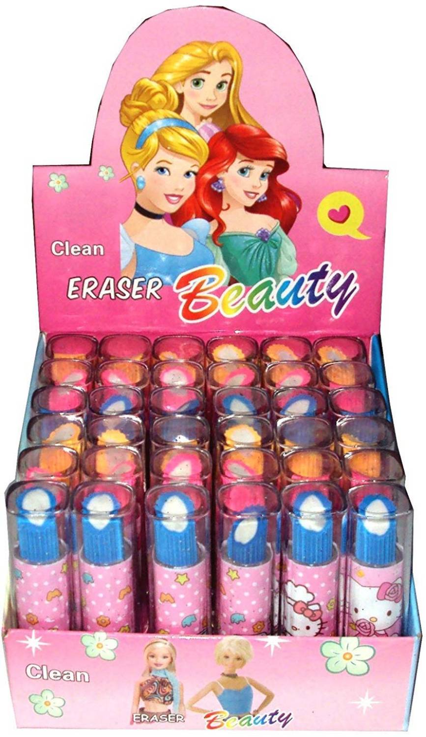 Andix Kids Lipstick Shape Erasers Pack of 36 Gift for kids Non-Toxic Eraser