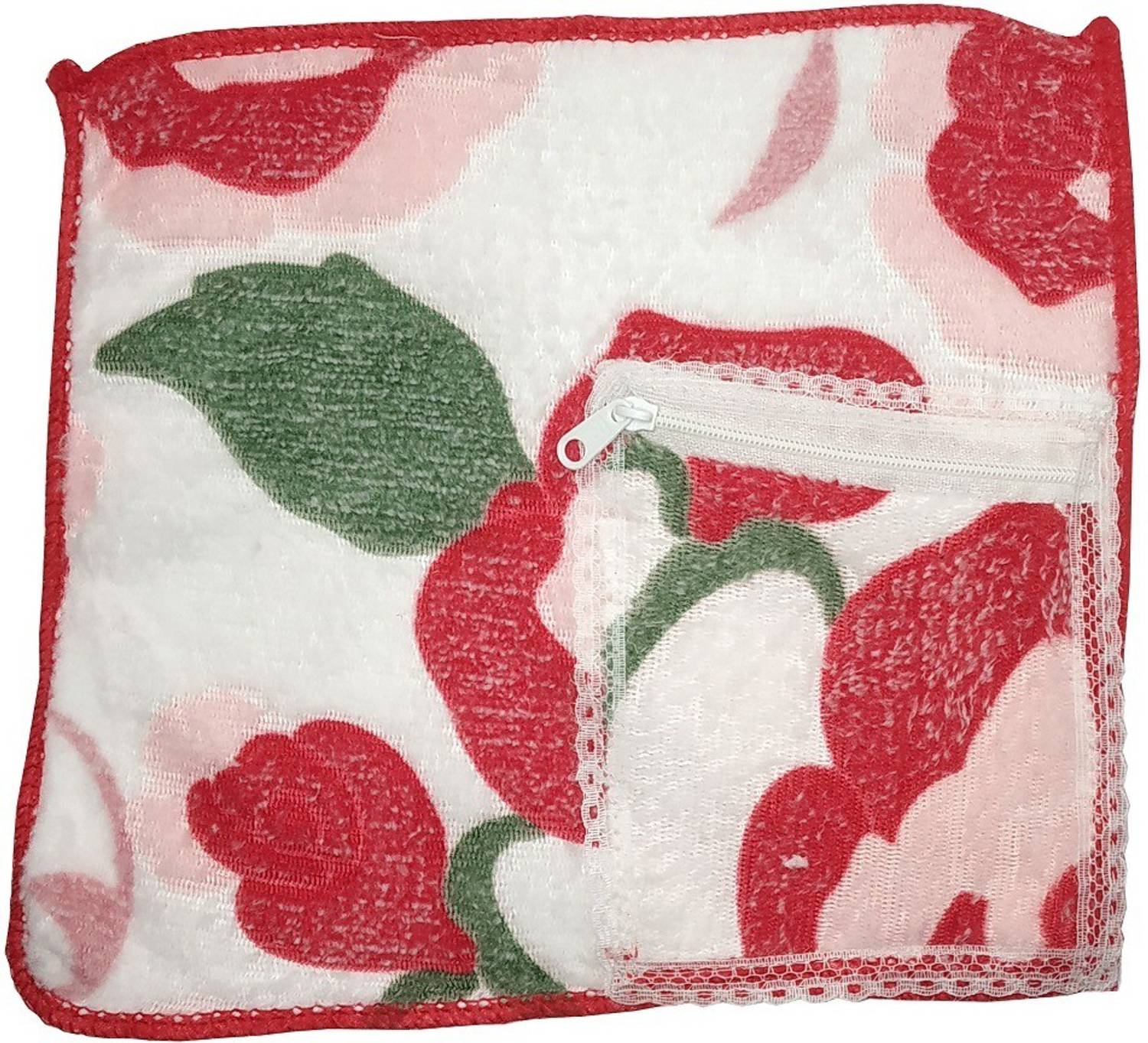 BIGWHEEL Premium Quality Women's/ Girl's Pure Soft Cotton Towel Multicolor with Zipper Pocket Hankies/ Hanky ["Multicolor"] Handkerchief
