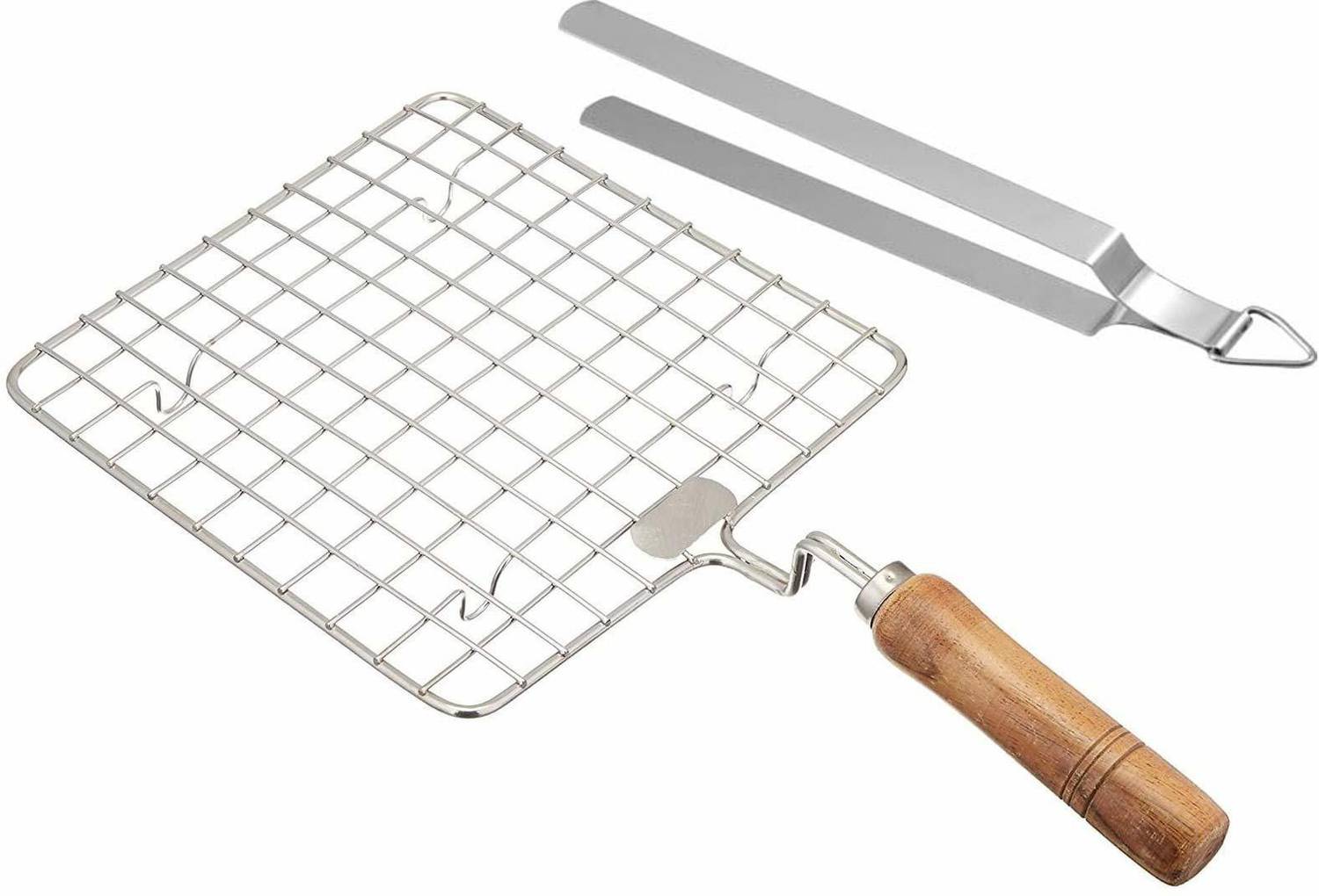 A2SK Roasting Net (7inch) + Roasting Chimta (11inch) Kitchen Tool Set