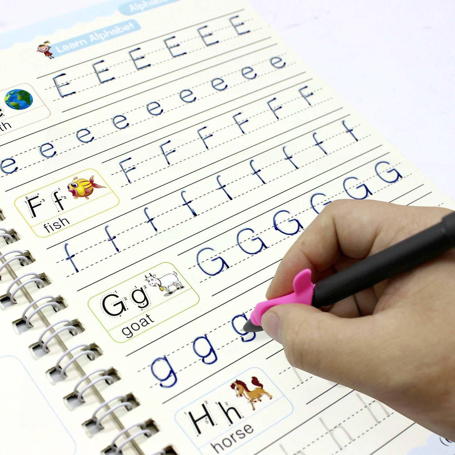 ALORNIS Magic Practice Copybook for Kids, Reusable 4 BOOK WITH 10 REFILL (Multicolor)