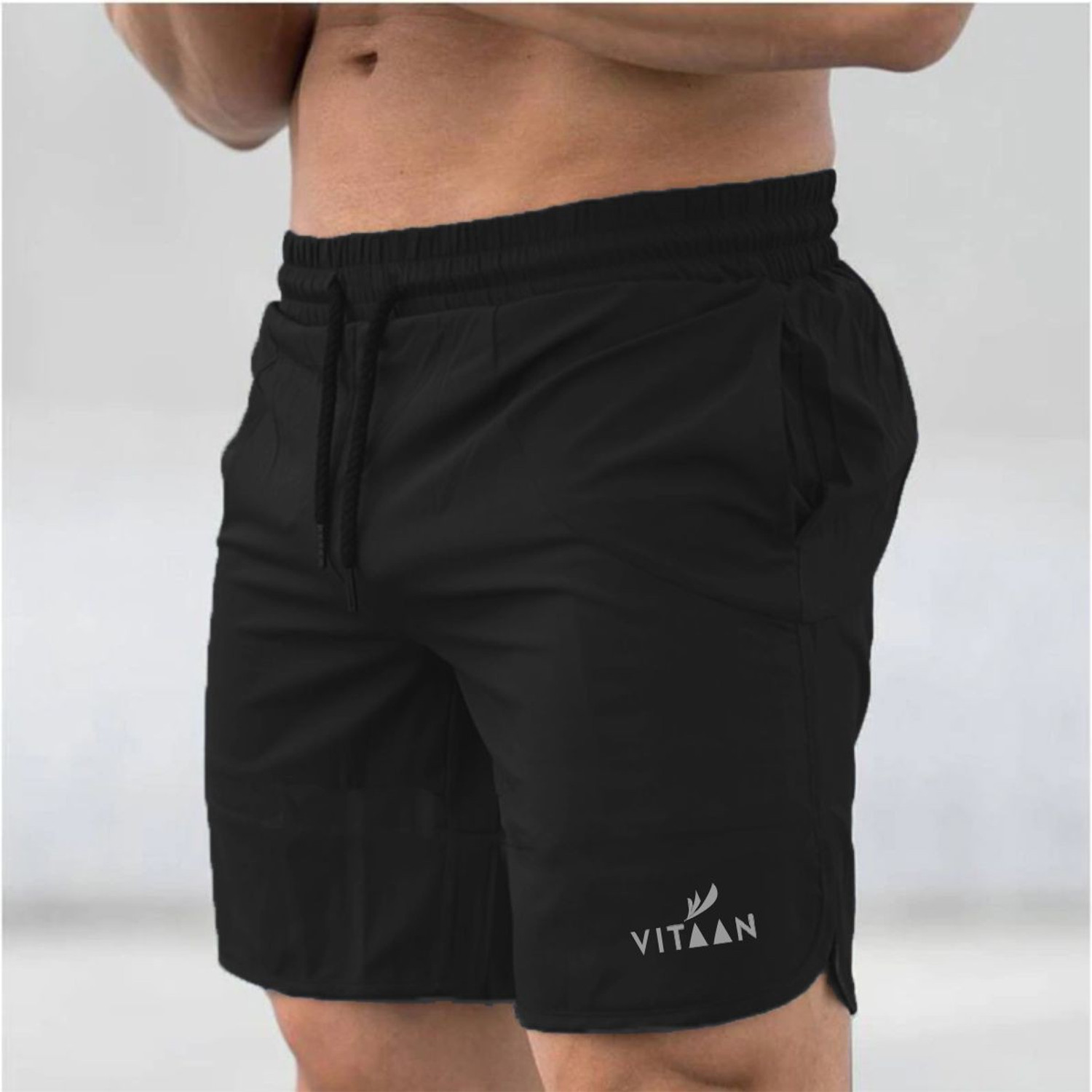 Image of Vitaan Printed Men Black Sports Shorts