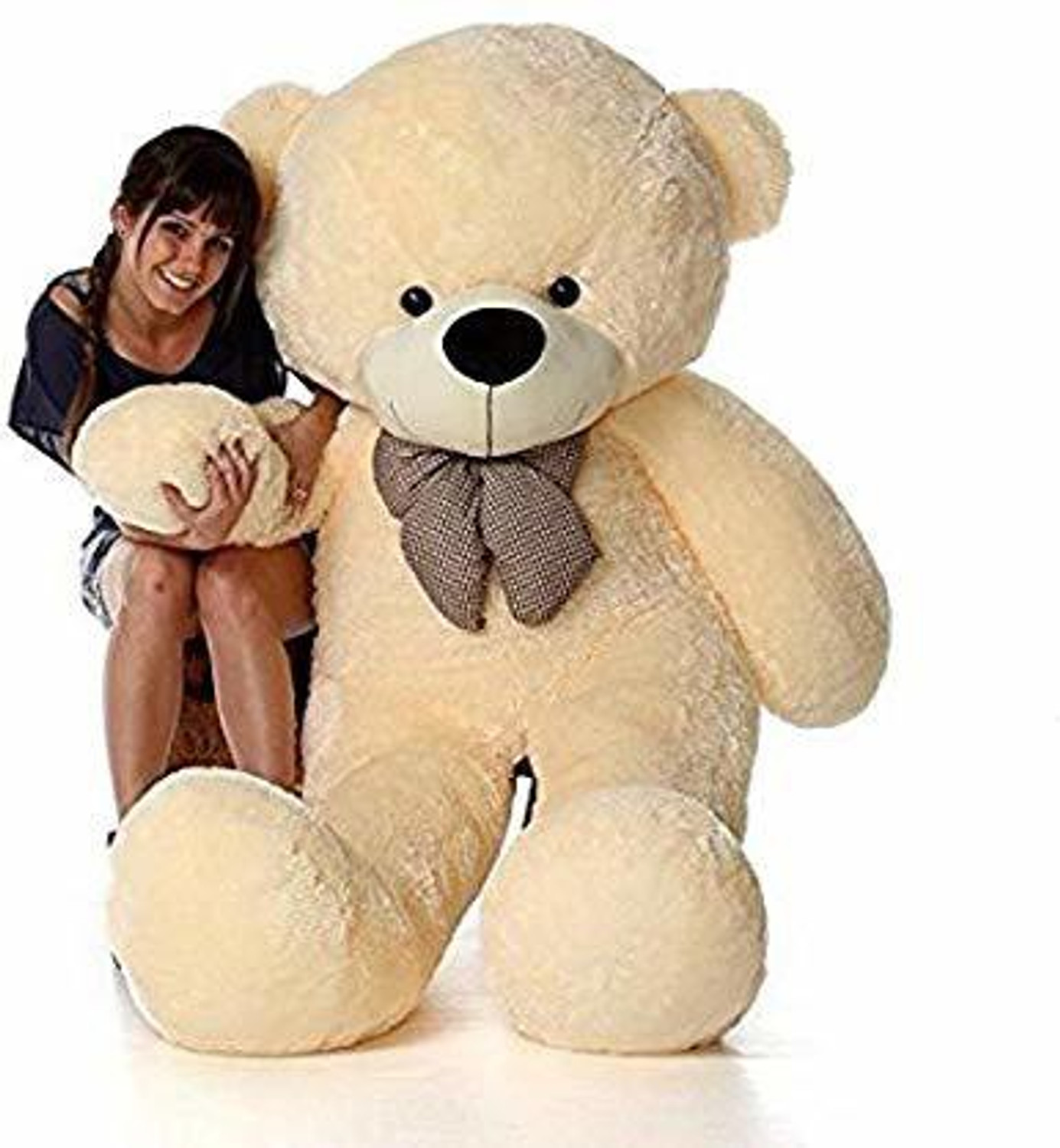 Image of AV Toys Cute Creem 180 Cm 6 feet Huggable And Loveable For Someone Special Teddy Bear - 180 cm (Creem) - 180 cm