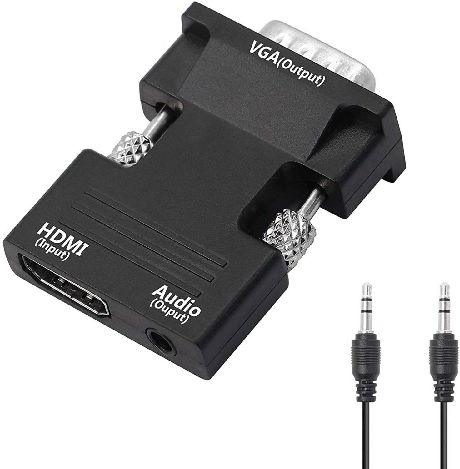 microware  TV-out Cable HDMI to VGA Adapter with 3.5mm Audio Jack HDMI Female to VGA Male Converter?Compatible for Computer, Desktop, Laptop, PC, Monitor, Projector, HDTV, Chromebook, Roku, Xbox and More