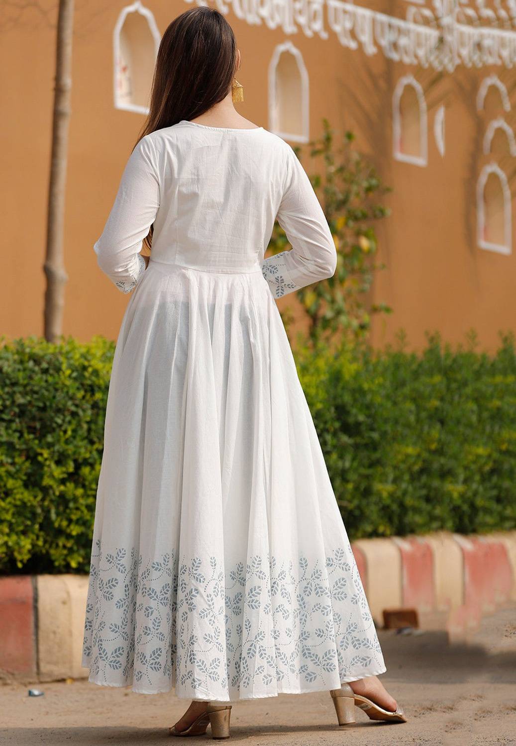 SkyAsia Women Printed Pure Cotton Anarkali Kurta With Attached Du... more