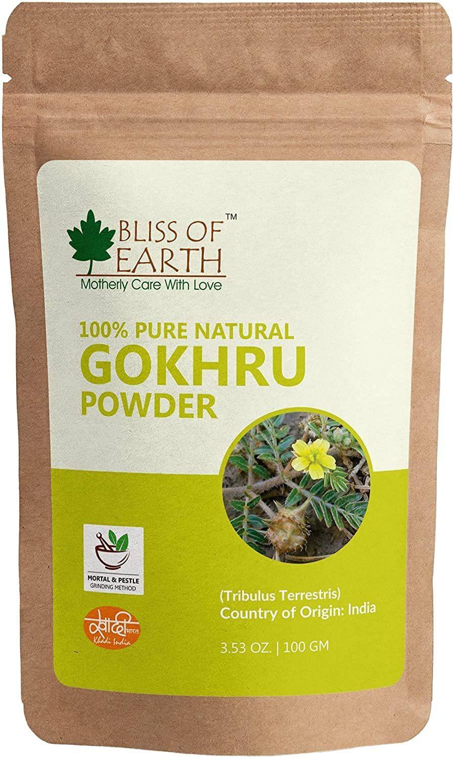 Bliss of Earth Gokhru Powder 100GM Tribulus Terrestris Helps To Build & Strengthen Muscles