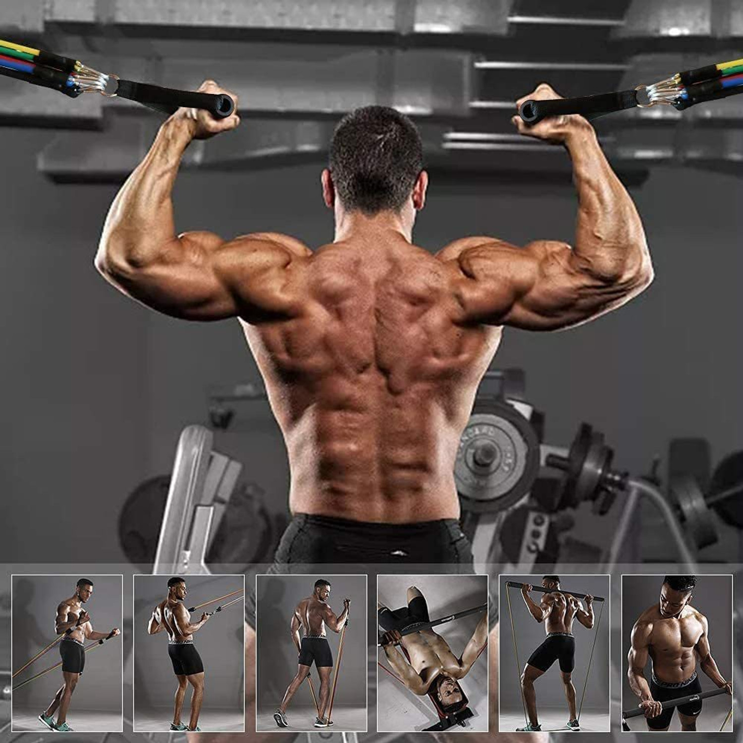 Image of GYMIGO IIV-195-SX-0.52 kg 11 pcs Gym Rope Set Home Gym Combo Home Gym Resistance Tube