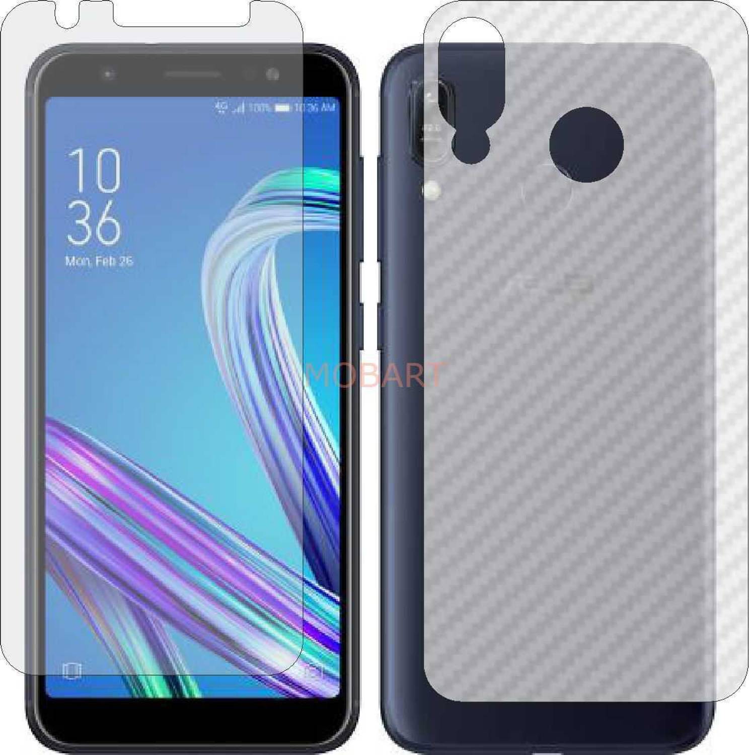 MOBART Front and Back Tempered Glass for ASUS MAX M1 (Front Matte Finish & Back 3d Carbon Fiber)