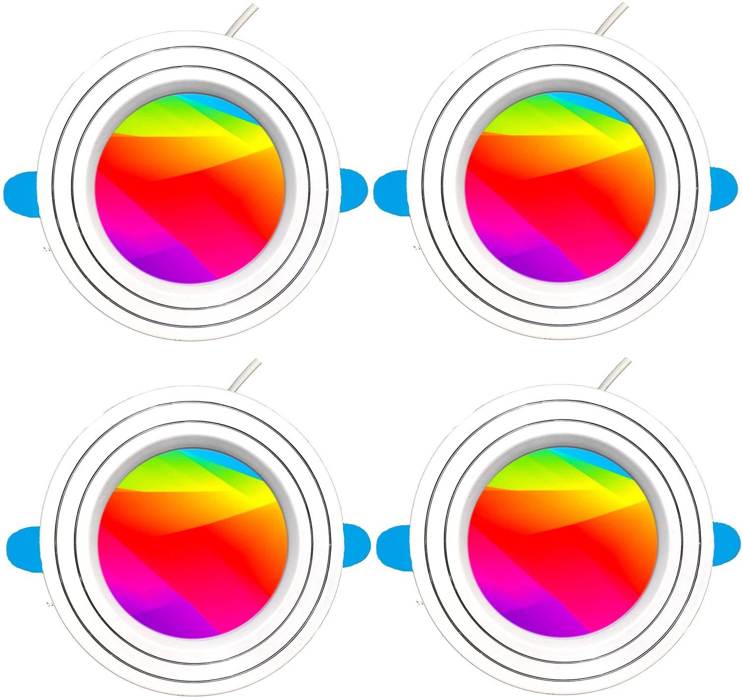 AMYSTY 9 Watt 7 Colour in 1 Pack of 4 Ceiling Light / Downlight / Conceal light (Red,Blue,Pink,Yellow,Green,White,Orange) Recessed Ceiling Light Ceiling Lamp