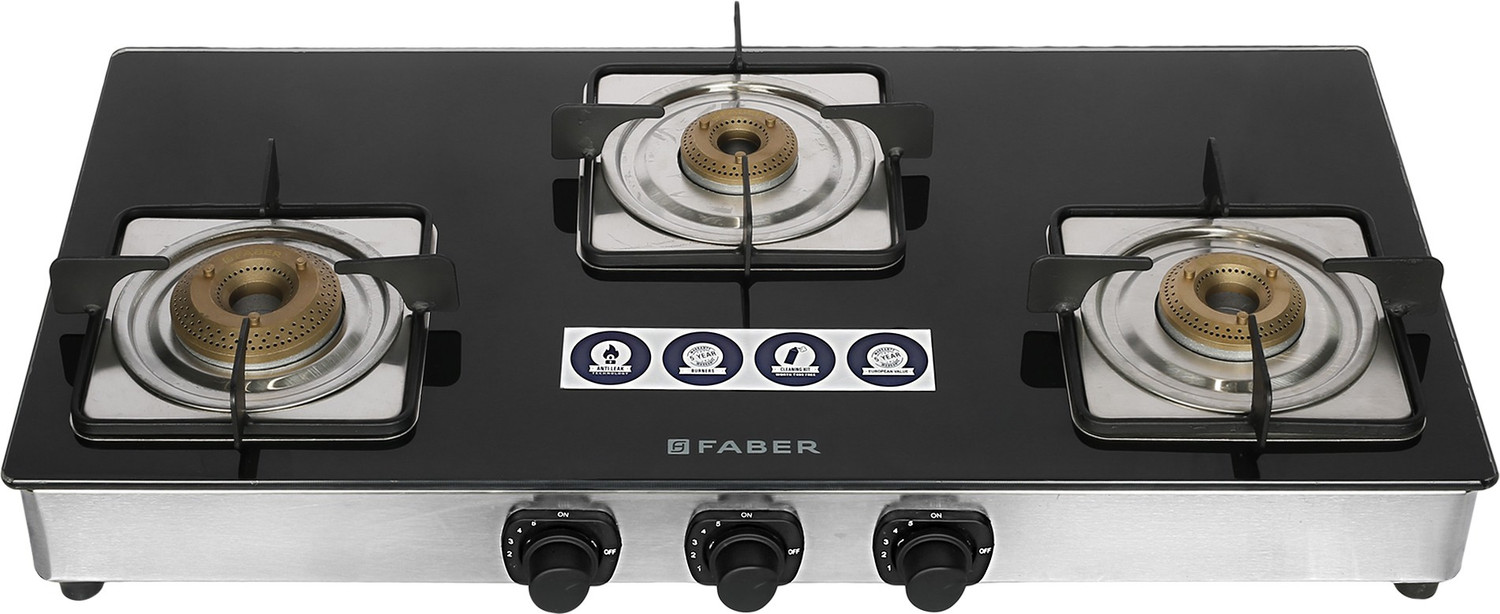 Image of FABER Supreme Plus C 3BB Glass Manual Gas Stove