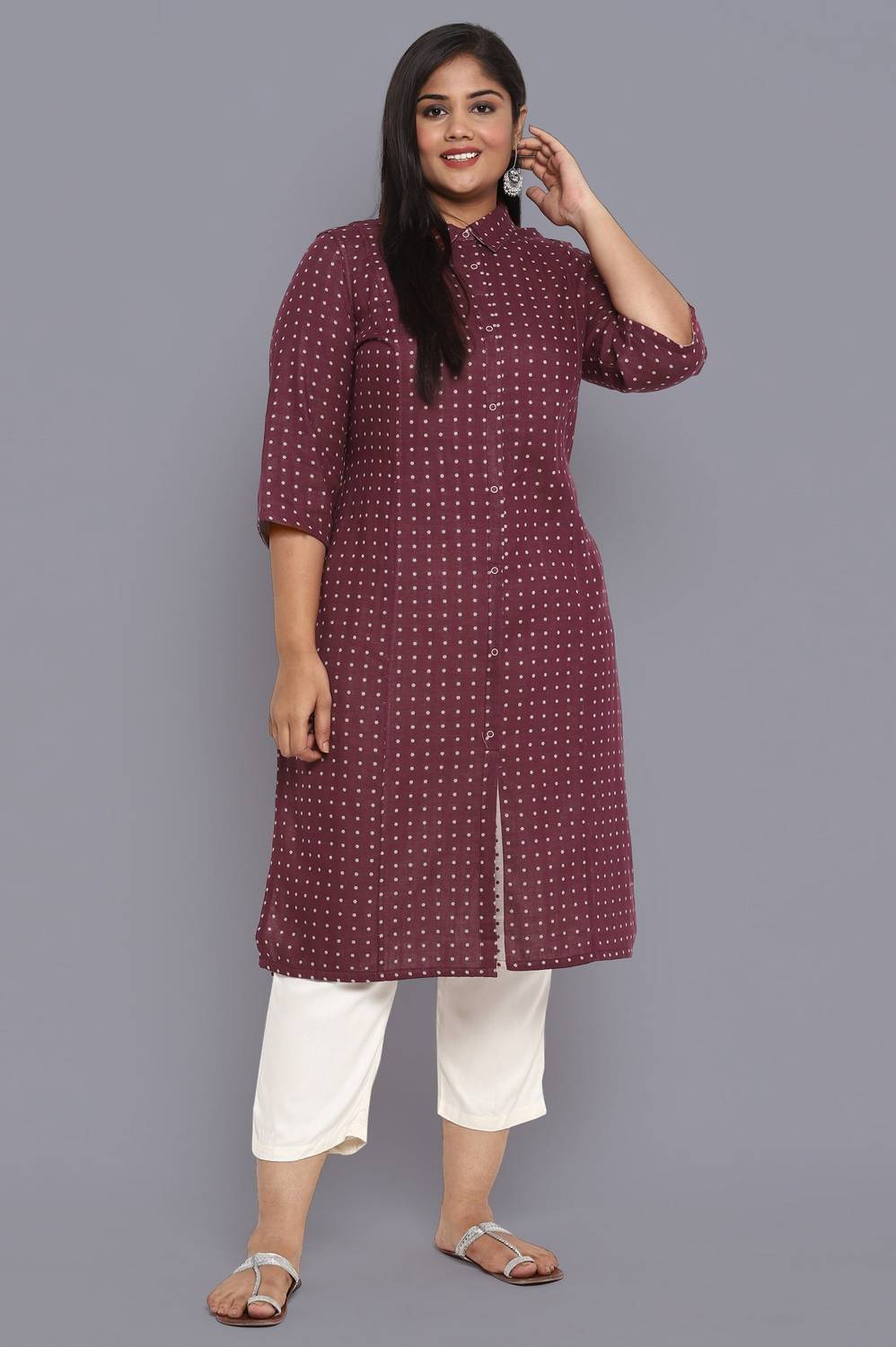 Aurelia Women Polka Print Straight Kurta