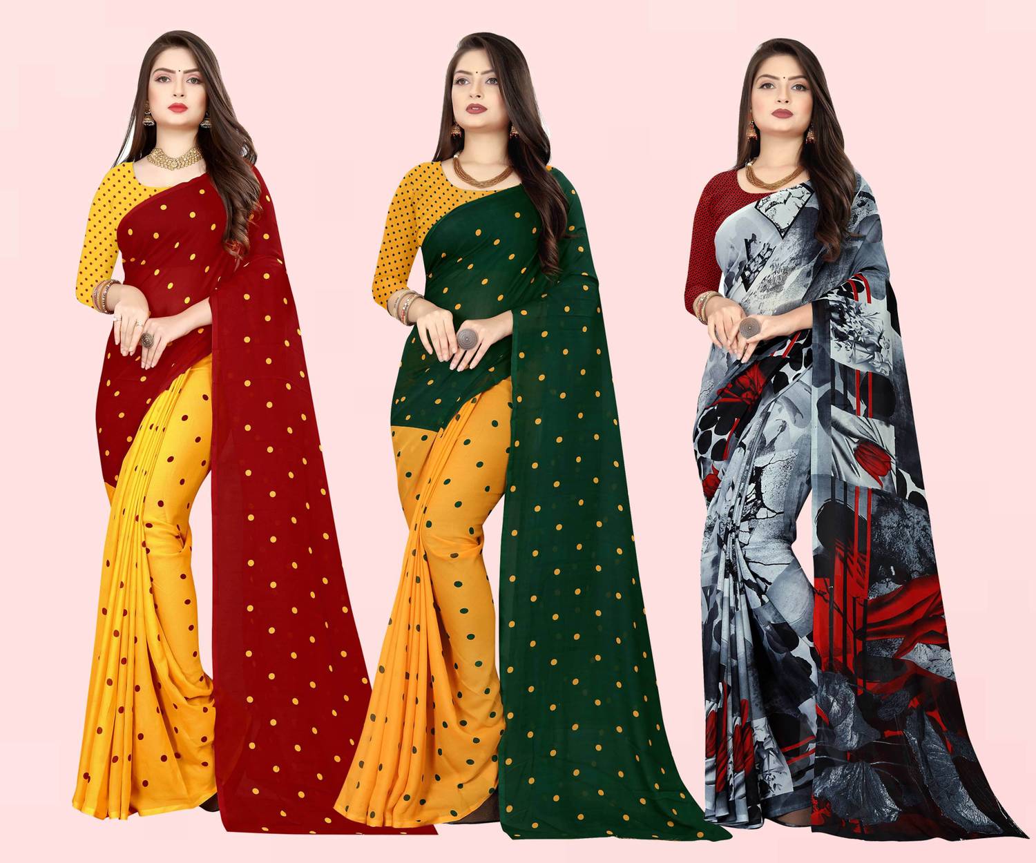 Anand Sarees Polka Print Daily Wear Georgette Saree