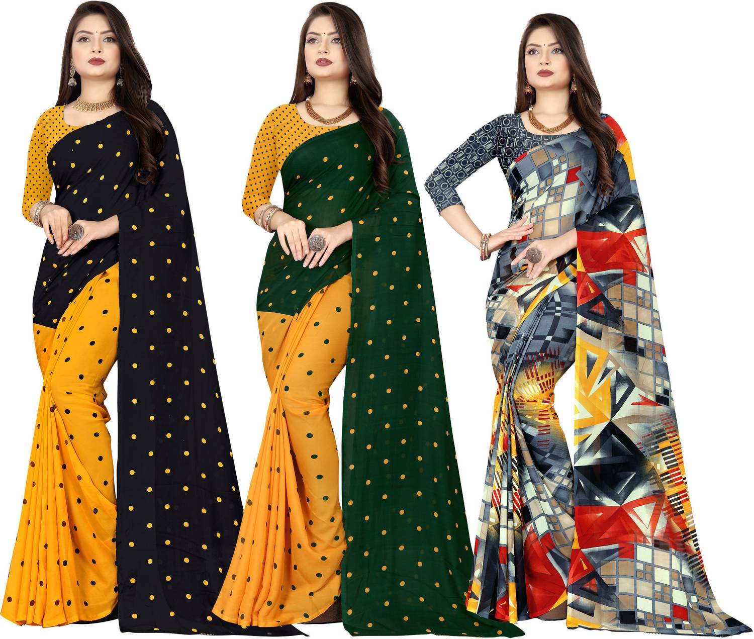 Anand Sarees Polka Print Daily Wear Georgette Saree