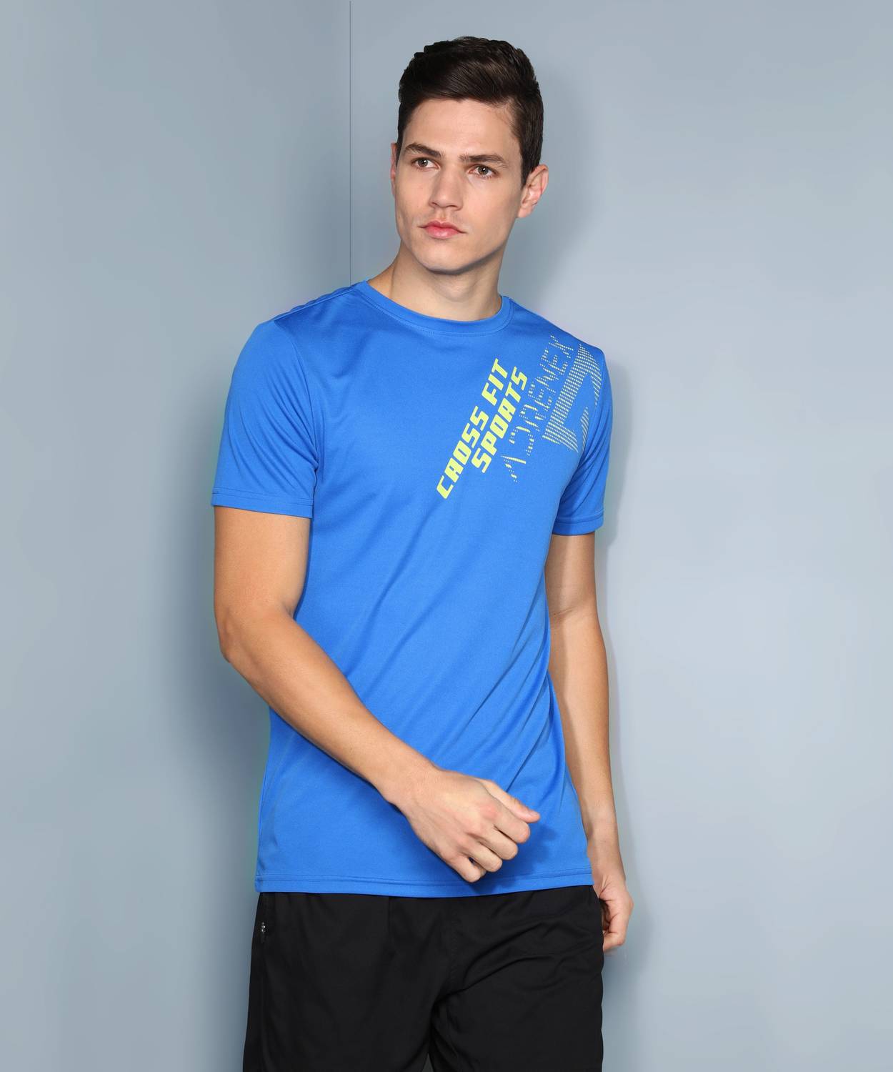 Adrenex Printed Men Round Neck Blue T-Shirt