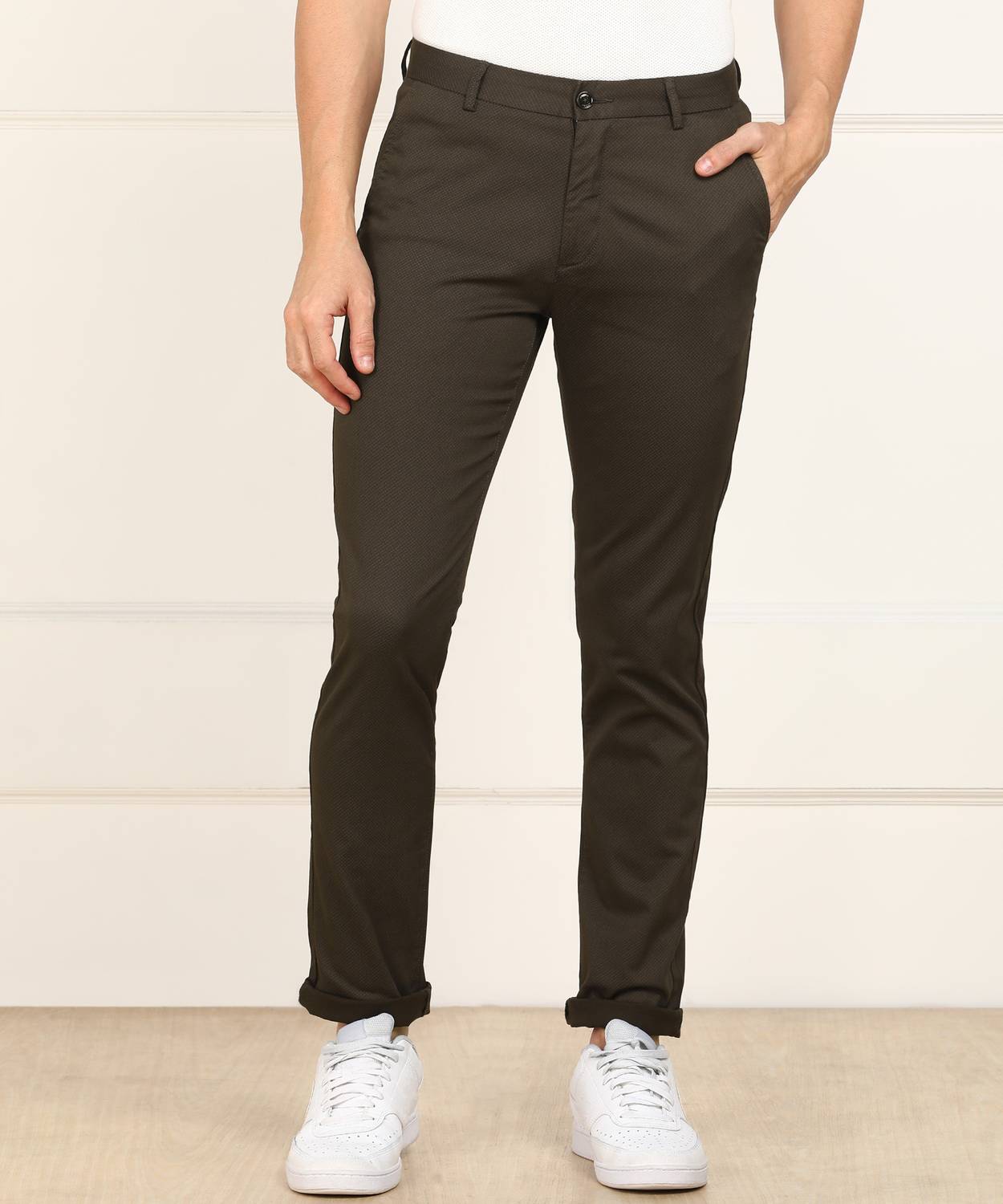 Arrow Sport Slim Fit Men Brown Trousers