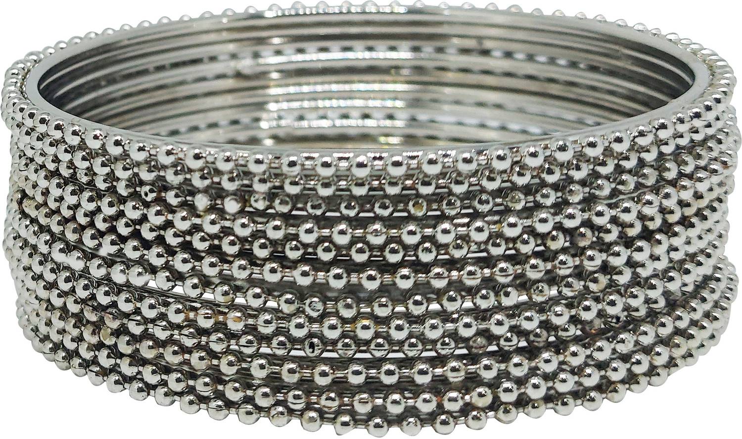 Anahat collection Metal Black Silver Bangle Set