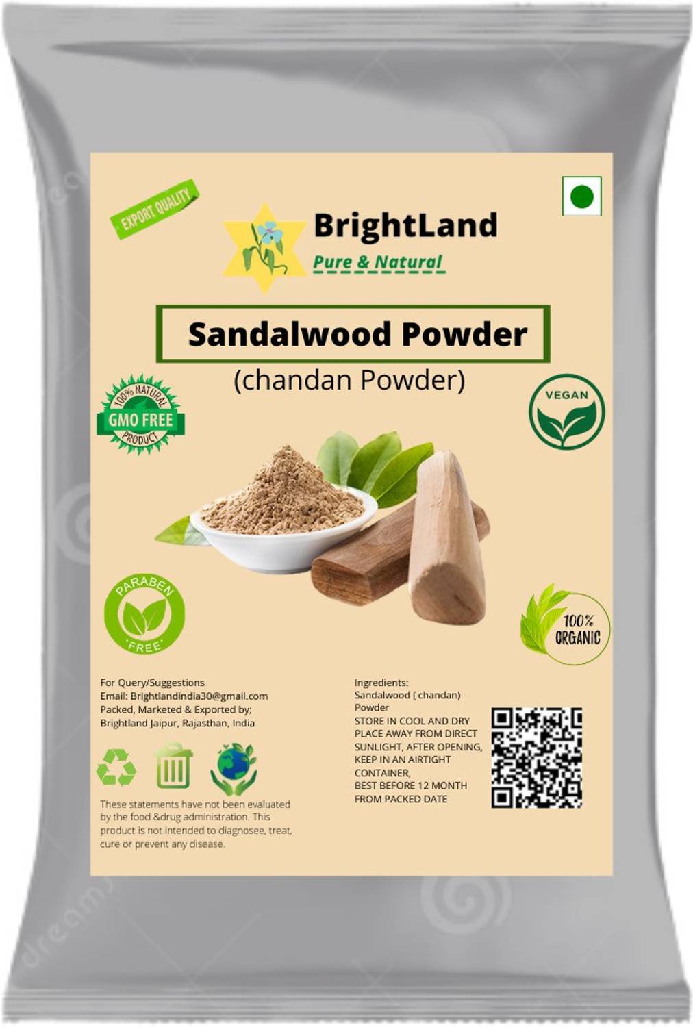 Brightland 100% Sandalwood Powder