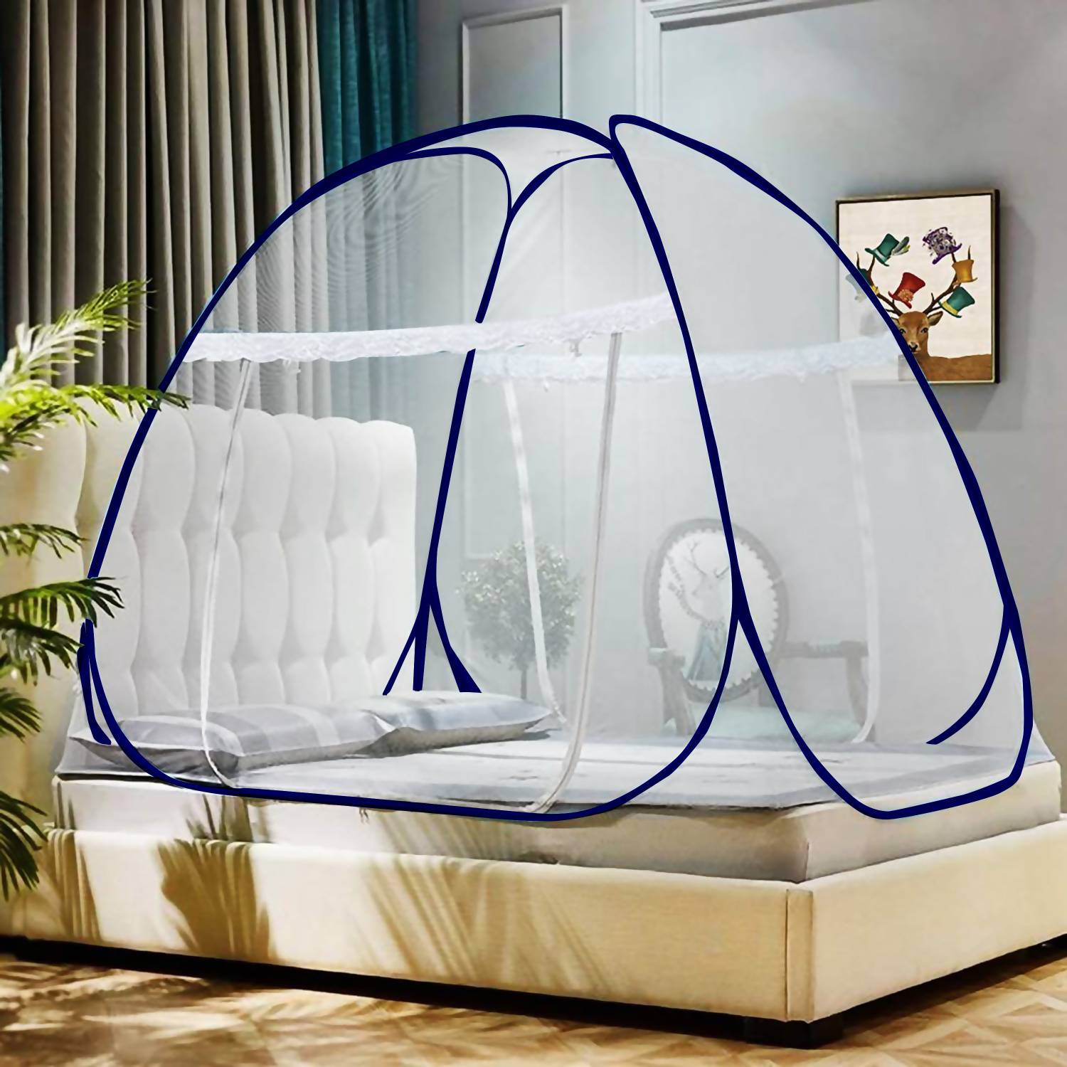 Aetrius Polyester Adults Mosquito Net, Foldable Nets for Double Bed Polyester Washable Adults Mosquito Net