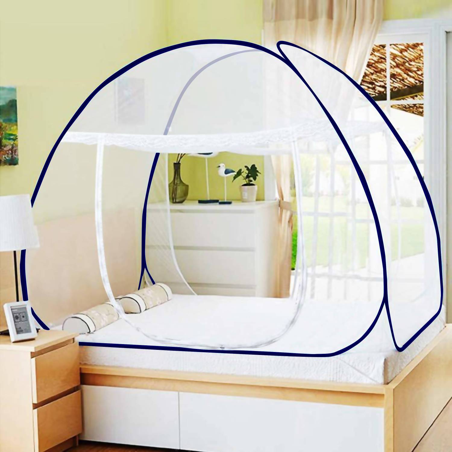 Aetrius Foldable Double Bed with Ventilation Visibility & Saviours Polyester Washable Adults Mosquito Net