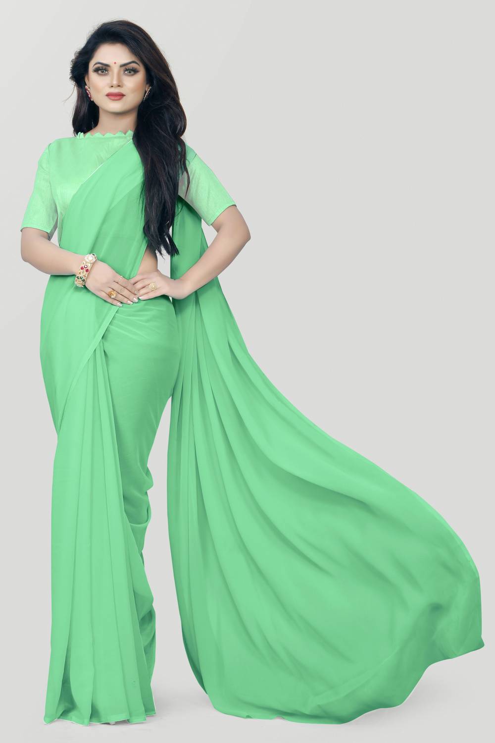ABRUZZO Solid/Plain Daily Wear Georgette Saree