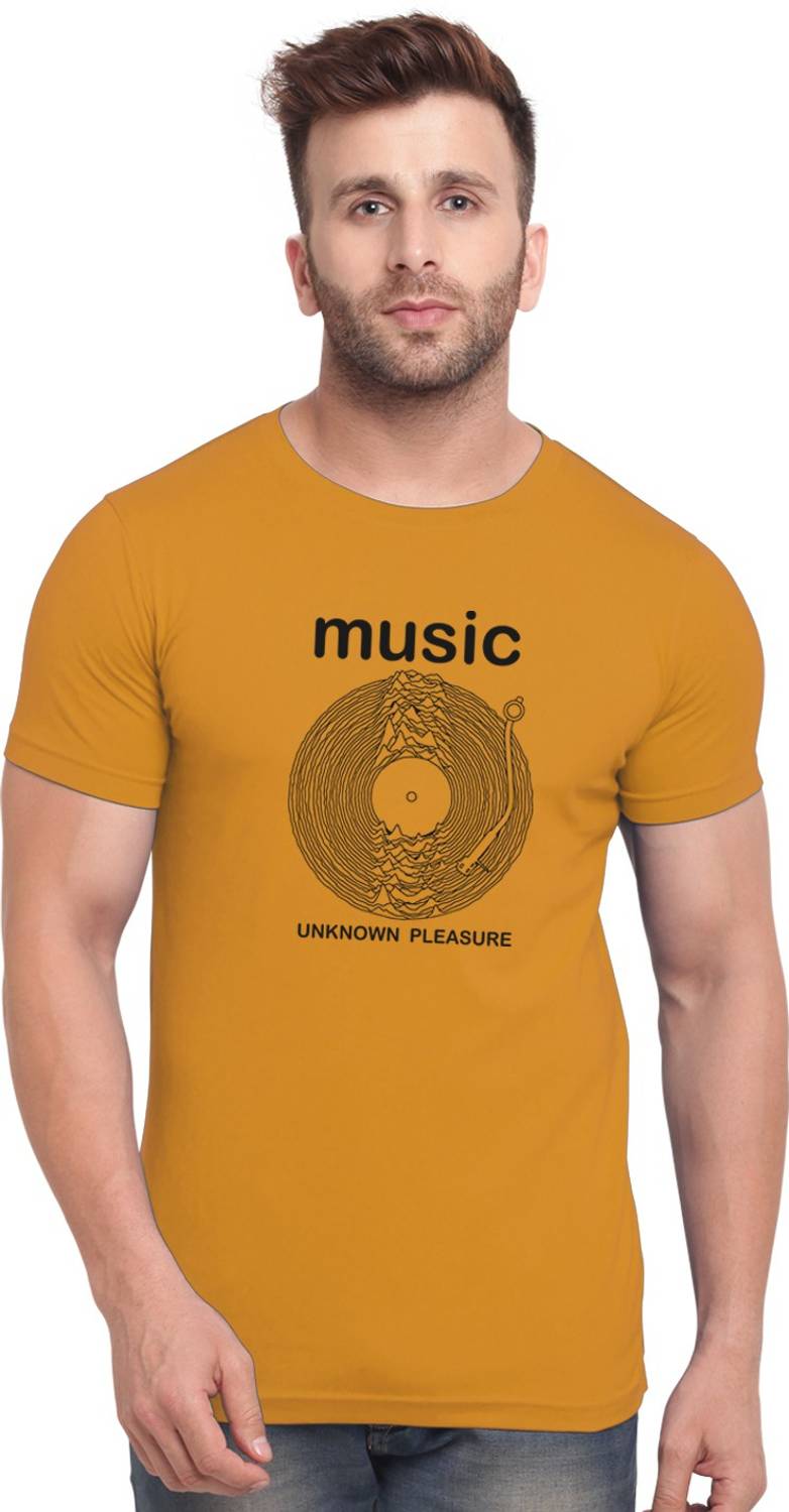 Bullmer Printed Men Round Neck Yellow T-Shirt
