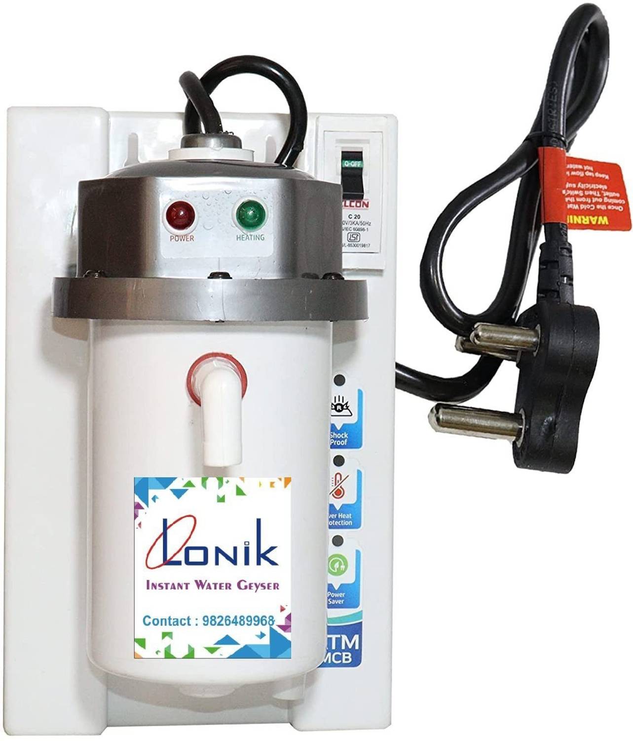 Lonik 1 L Instant Water Geyser (WC-MCB-9050, Multicolor) (Multico
