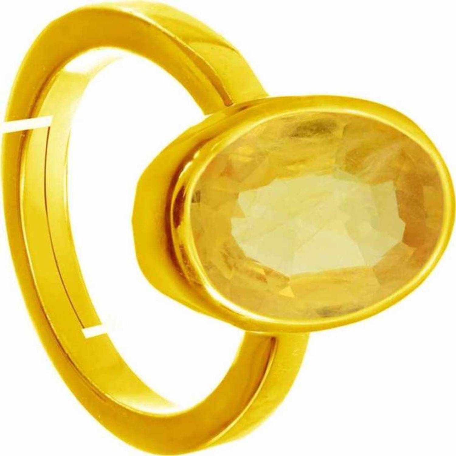 Chopra Gems Natural Yellow Sapphire Pukhraj Gemstone Stone Ring With Lab Certificate Brass Sapphire Gold Plated Ring