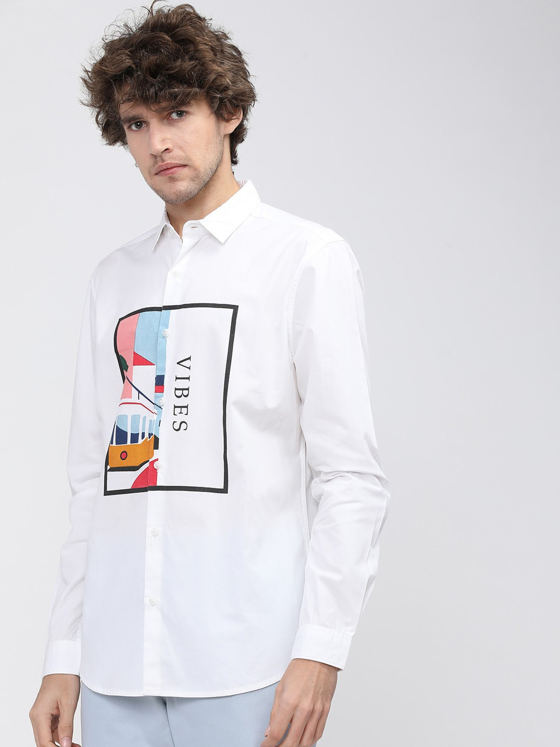 Image of HIGHLANDER Men Solid Casual White Shirt