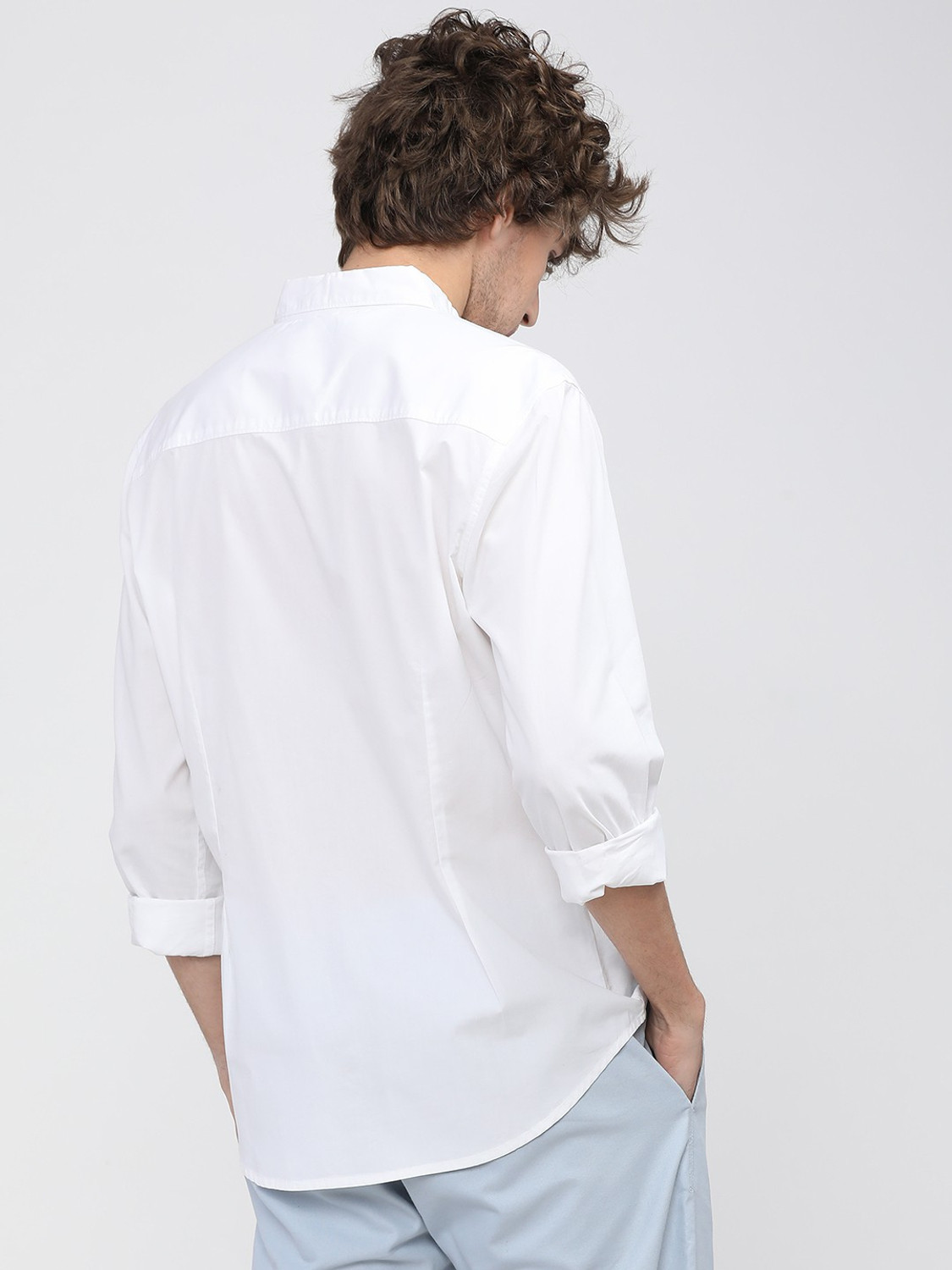 Image of HIGHLANDER Men Solid Casual White Shirt