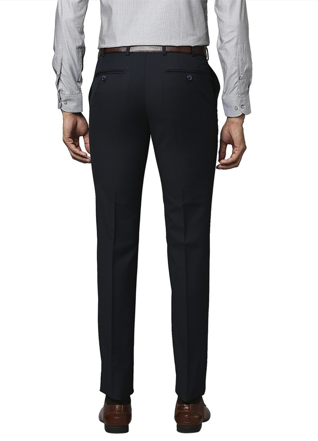 Image of Raymond Slim Fit Men Blue Trousers