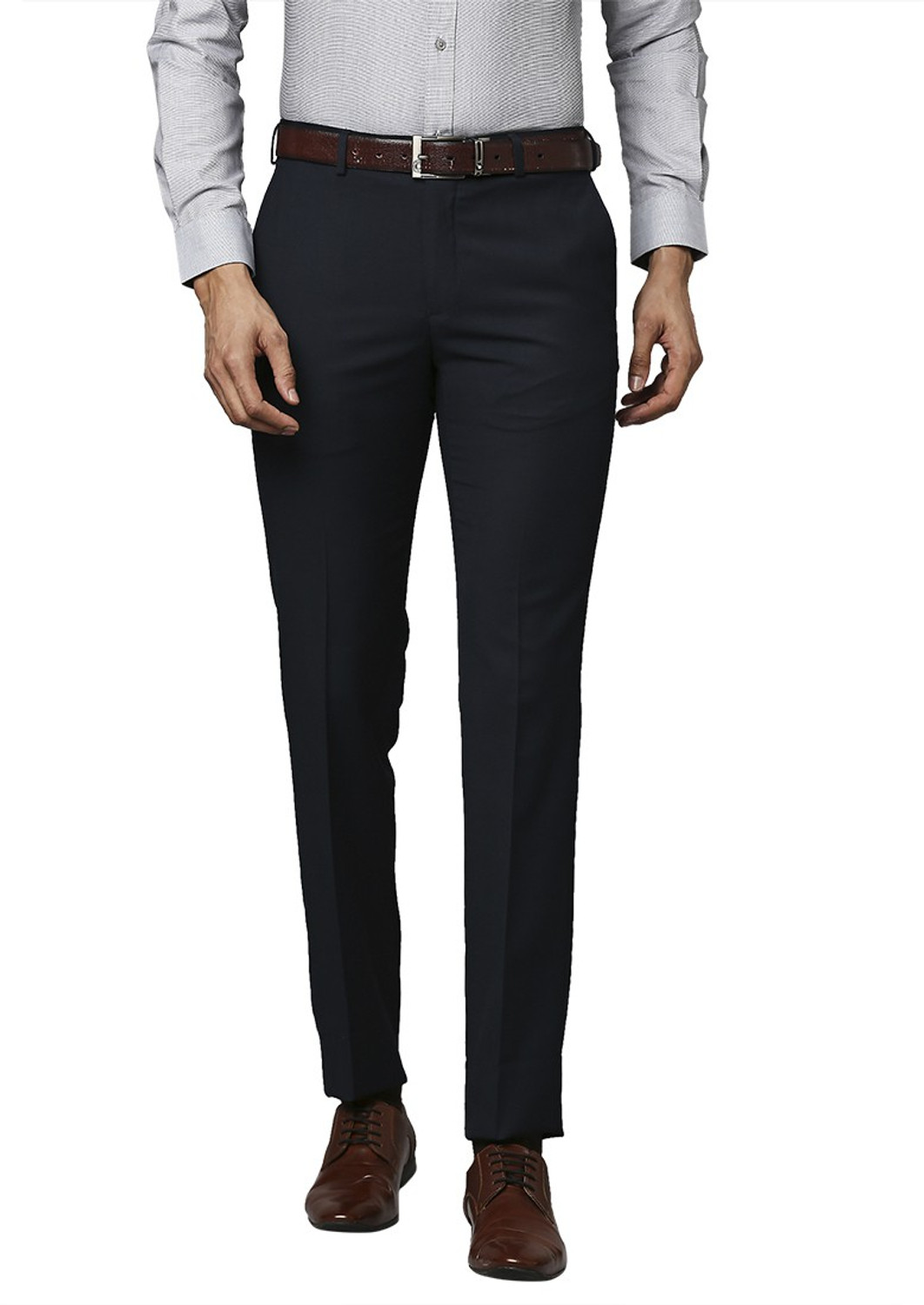 Image of Raymond Slim Fit Men Blue Trousers
