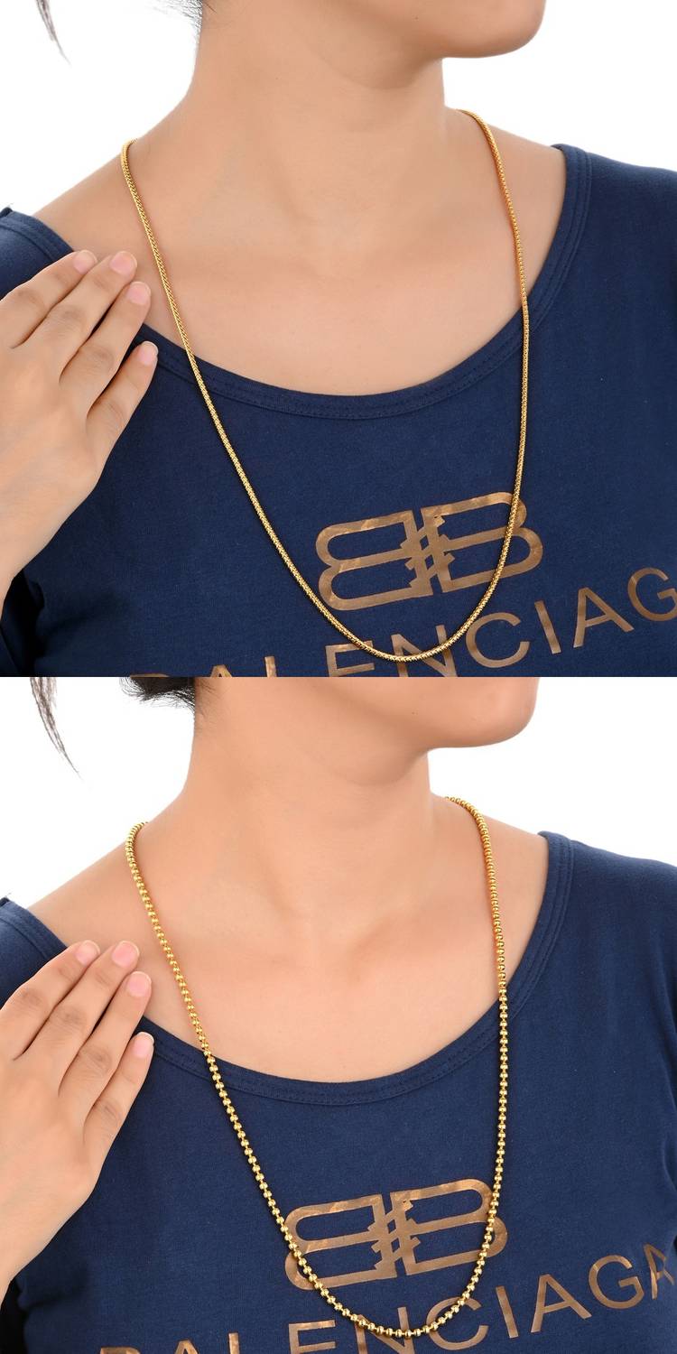AanyaCentric 28inches Long Trendy Fancy Latest Design Neck Chain Combo Pack for Men Women Gold-plated Plated Metal Chain Set