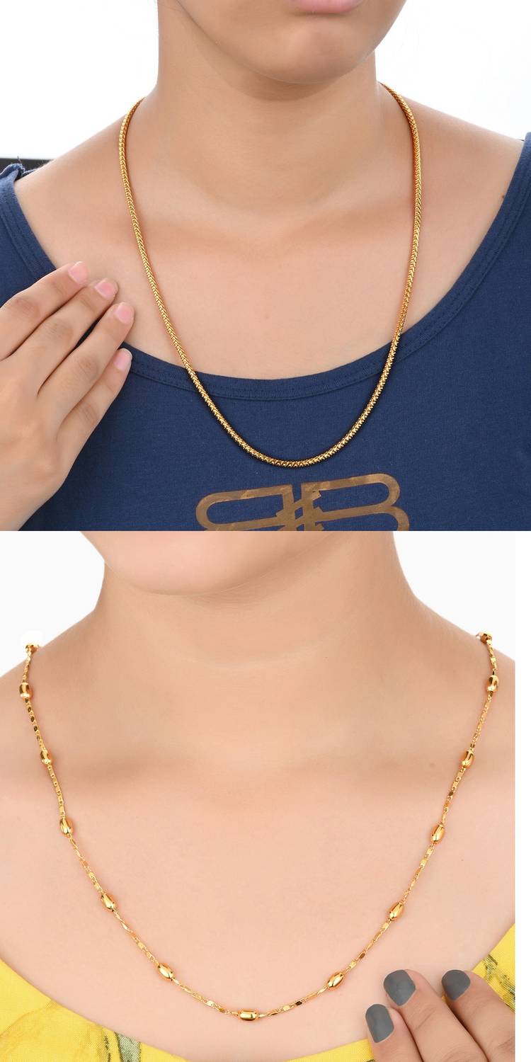 AanyaCentric 22inches Long Trendy Fancy Latest Design Neck Chain Combo Pack for Men Women Gold-plated Plated Metal Chain Set
