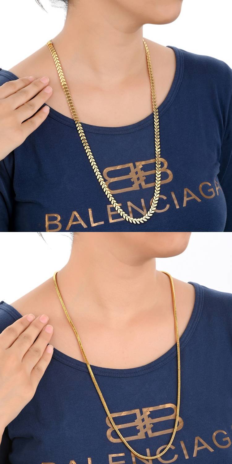 AanyaCentric 28inches Long Trendy Fancy Latest Design Neck Chain Combo Pack for Men Women Gold-plated Plated Brass Chain