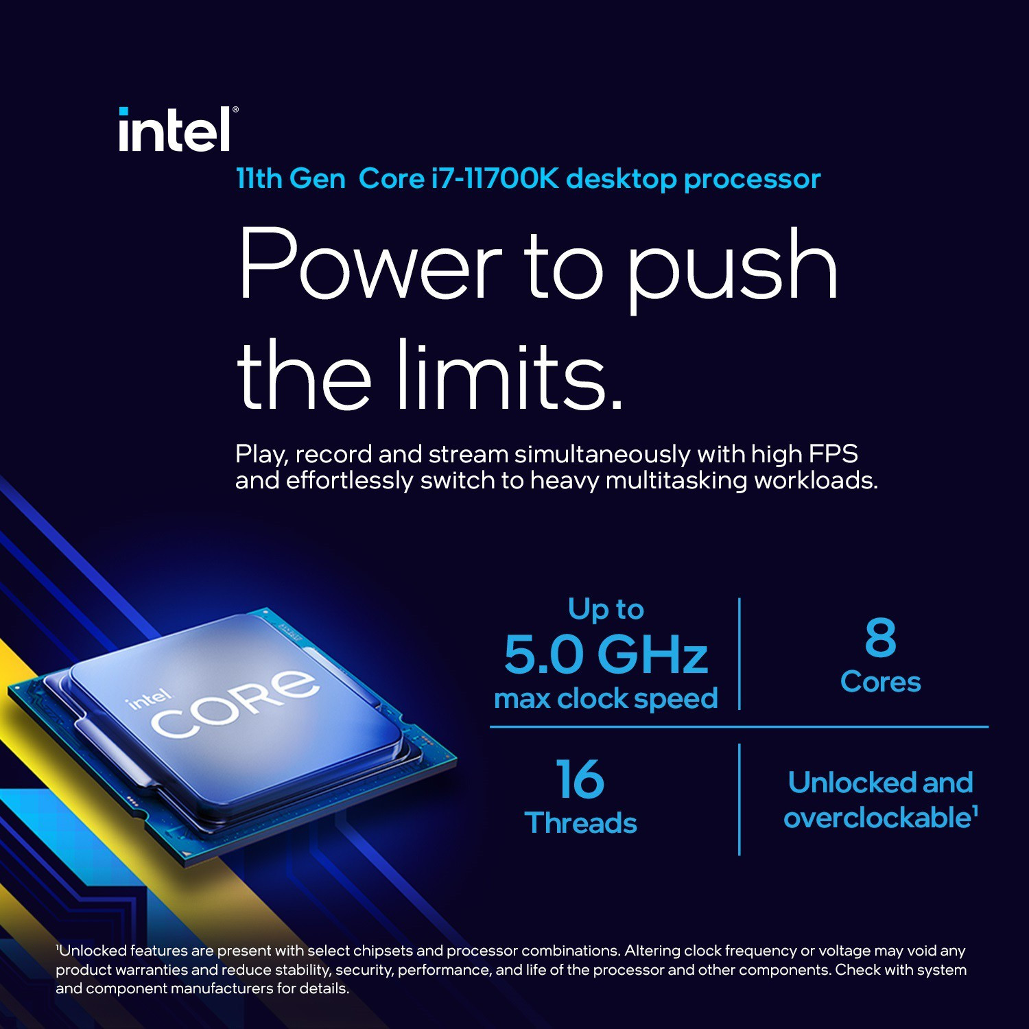 Image of Intel I7-11700K 5 Ghz Upto 5 GHz LGA 1200 Socket 8 Cores 16 Threads Desktop Processor