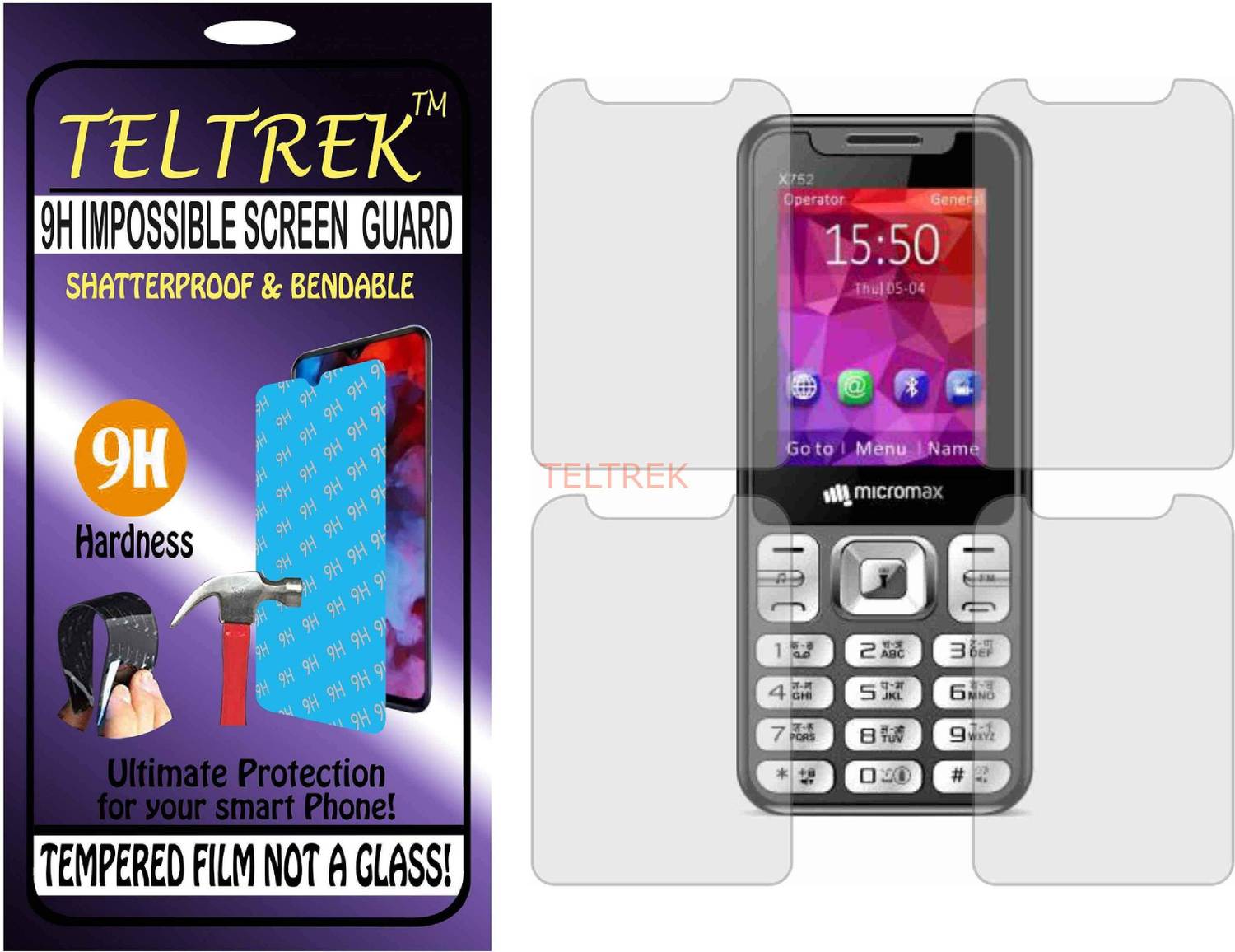 TELTREK Tempered Glass Guard for MICROMAX X752 (Flexible Shatterproof)