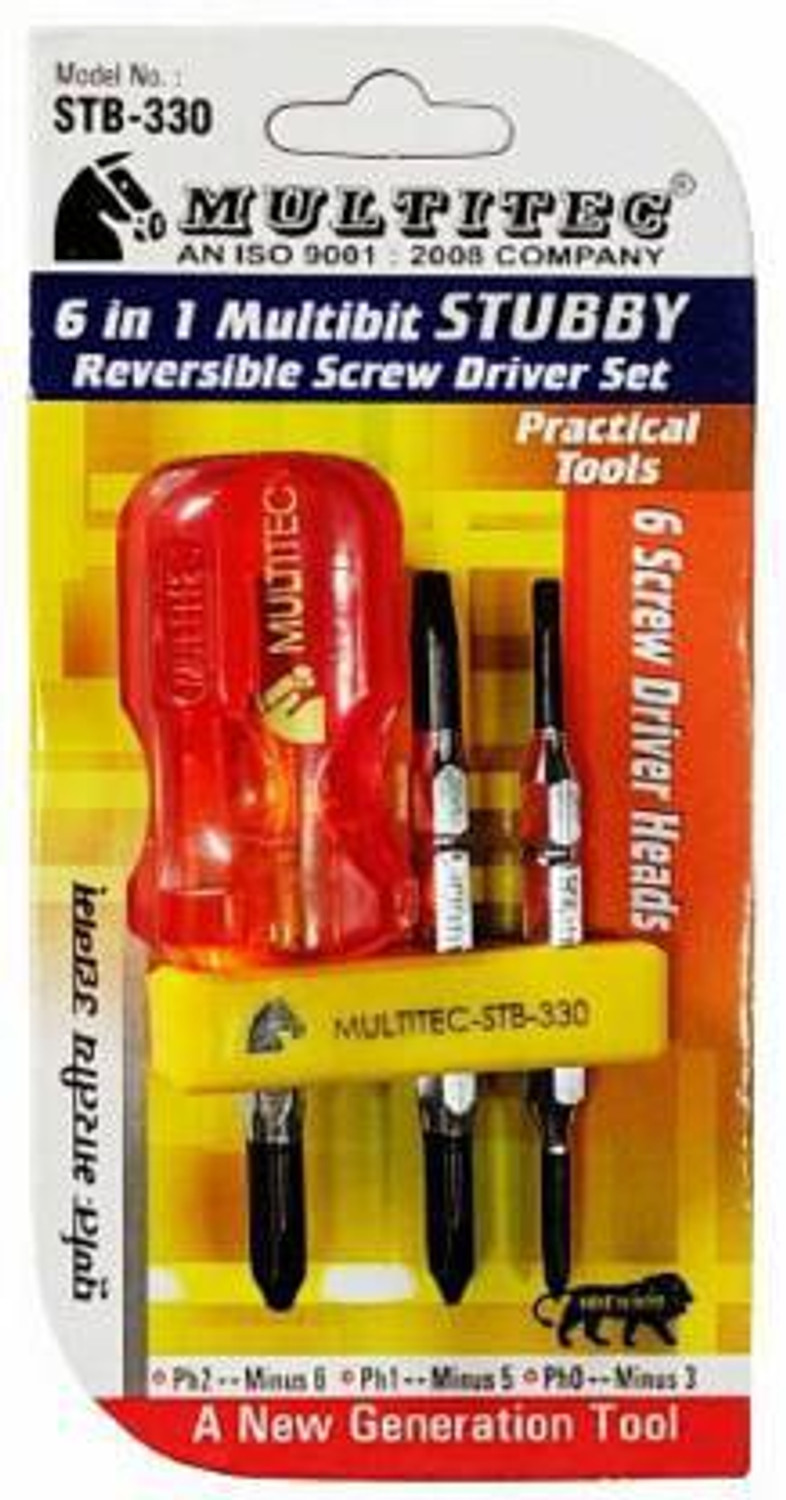 Image of MULTITECH Multitec STB-330 6 in 1 MULTI BIT STUBBY REVERSIBLE SCREWDRIVER SET Precision Screwdriver Set