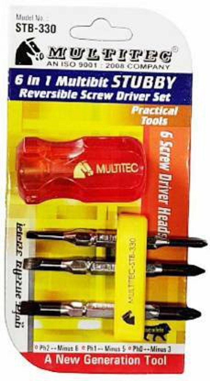 Image of MULTITECH Multitec STB-330 6 in 1 MULTI BIT STUBBY REVERSIBLE SCREWDRIVER SET Precision Screwdriver Set