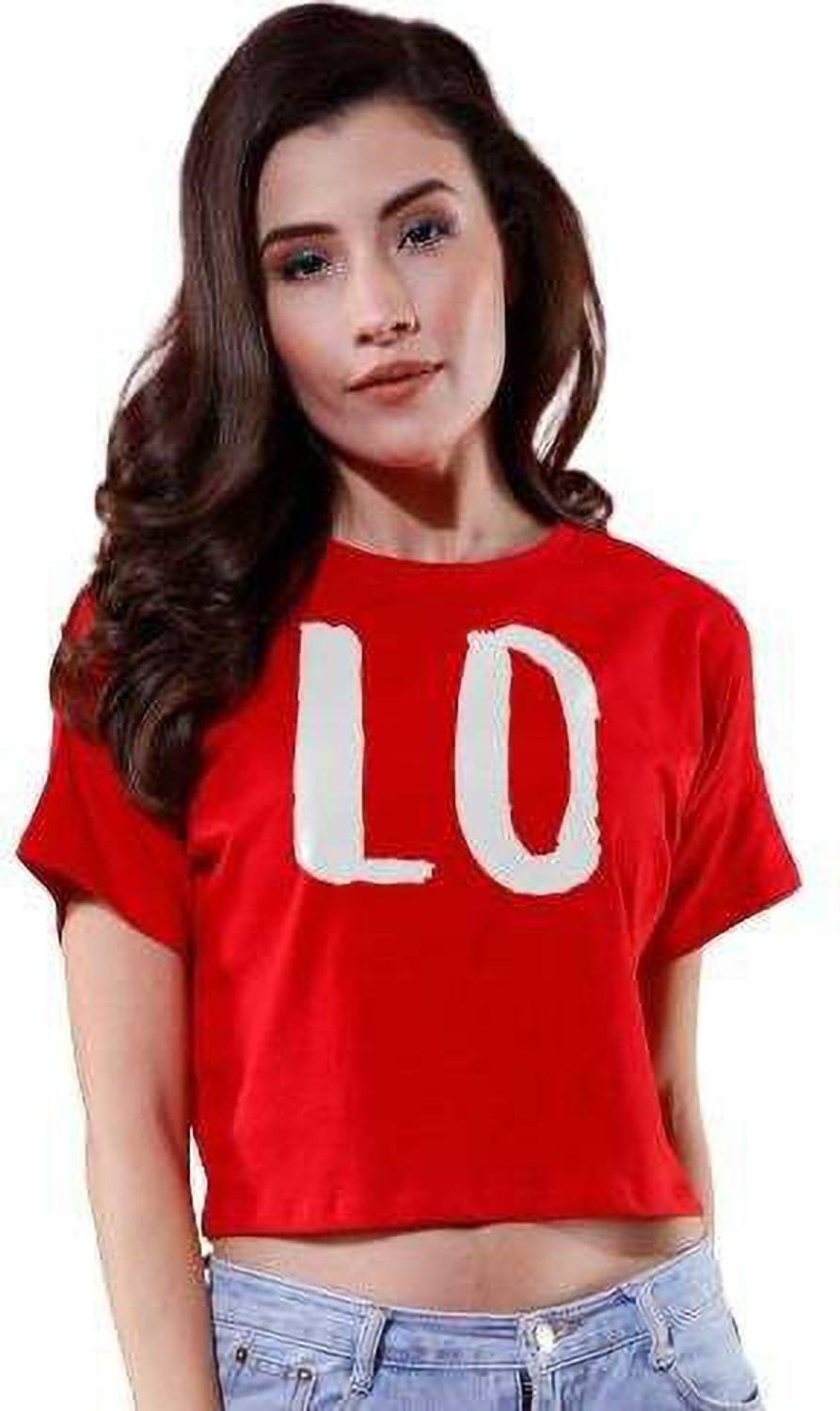 BonOrganik Printed Women Round Neck Red T-Shirt