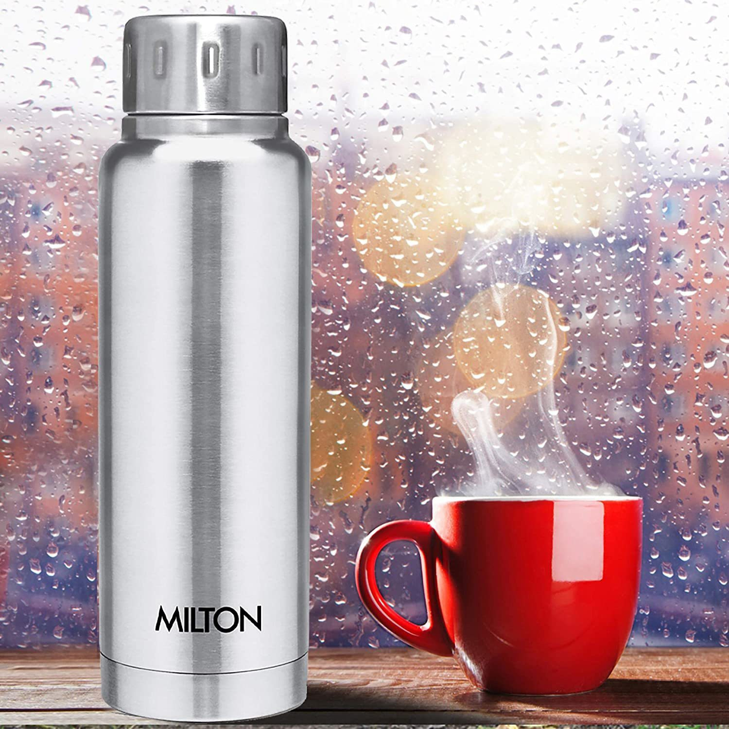 Image of MILTON Elfin Thermosteel Flask,HOT N COLD BOTTE 300 ml, Silver 300 ml Steel Flask