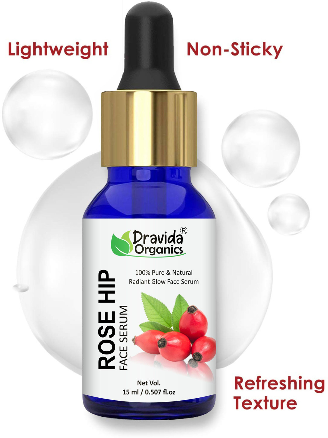 Image of Dravida Organics Radiant Glow Face Serum - Rose Hip